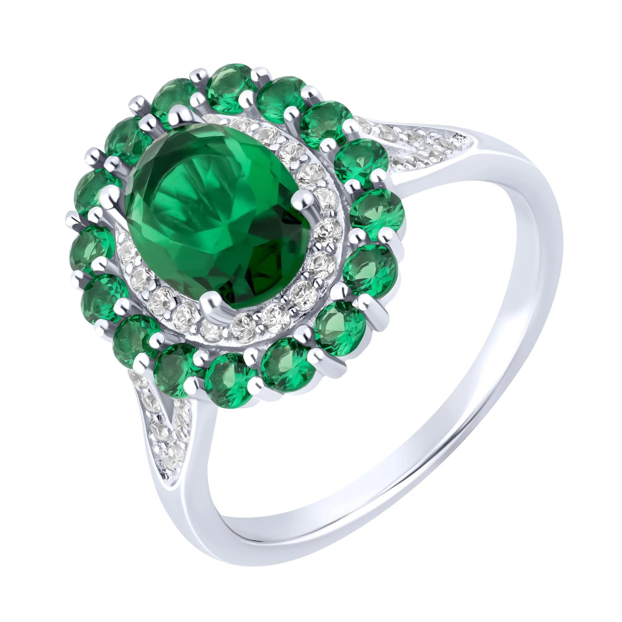 Серебряное кольцо с фианитами и альпинитами  - 2216763 - 1