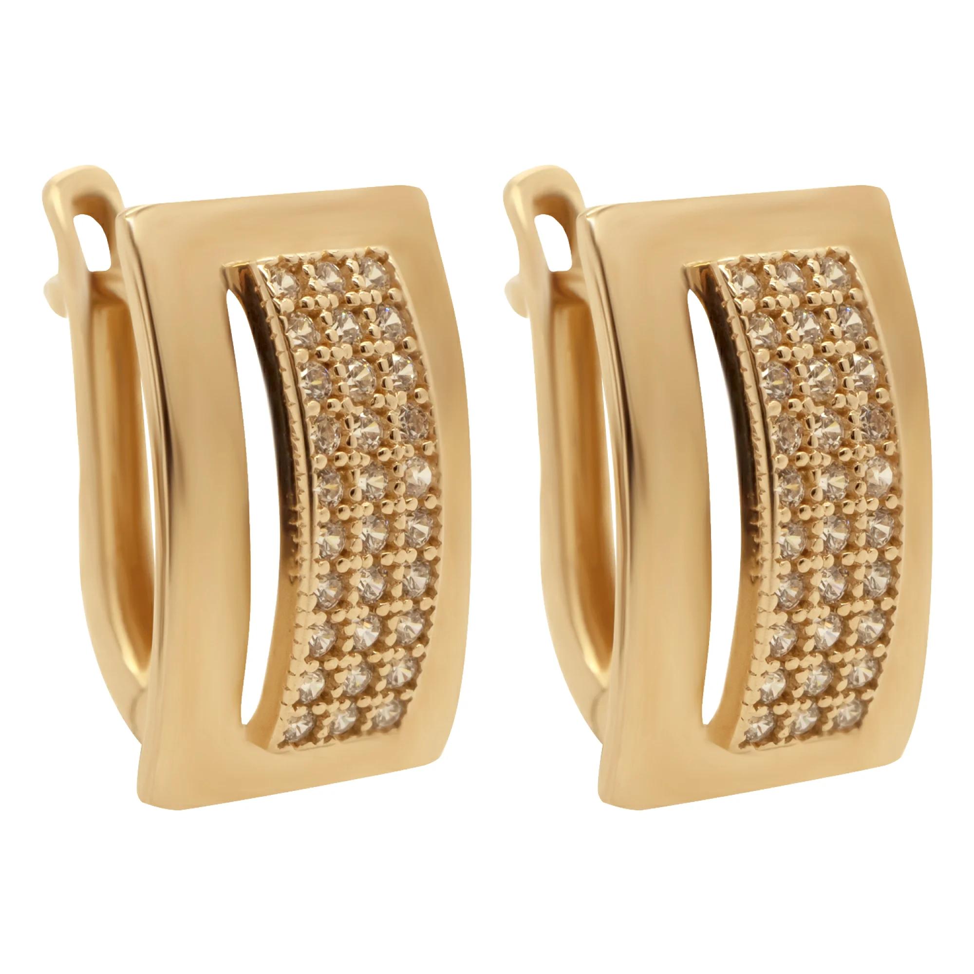 Сережки из красного золота с фианитами - 936379 - 1