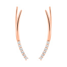 Сережки-клаймберы из красного золота с фианитами - 772119