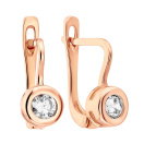 Сережки из красного золота с фианитом - 967178