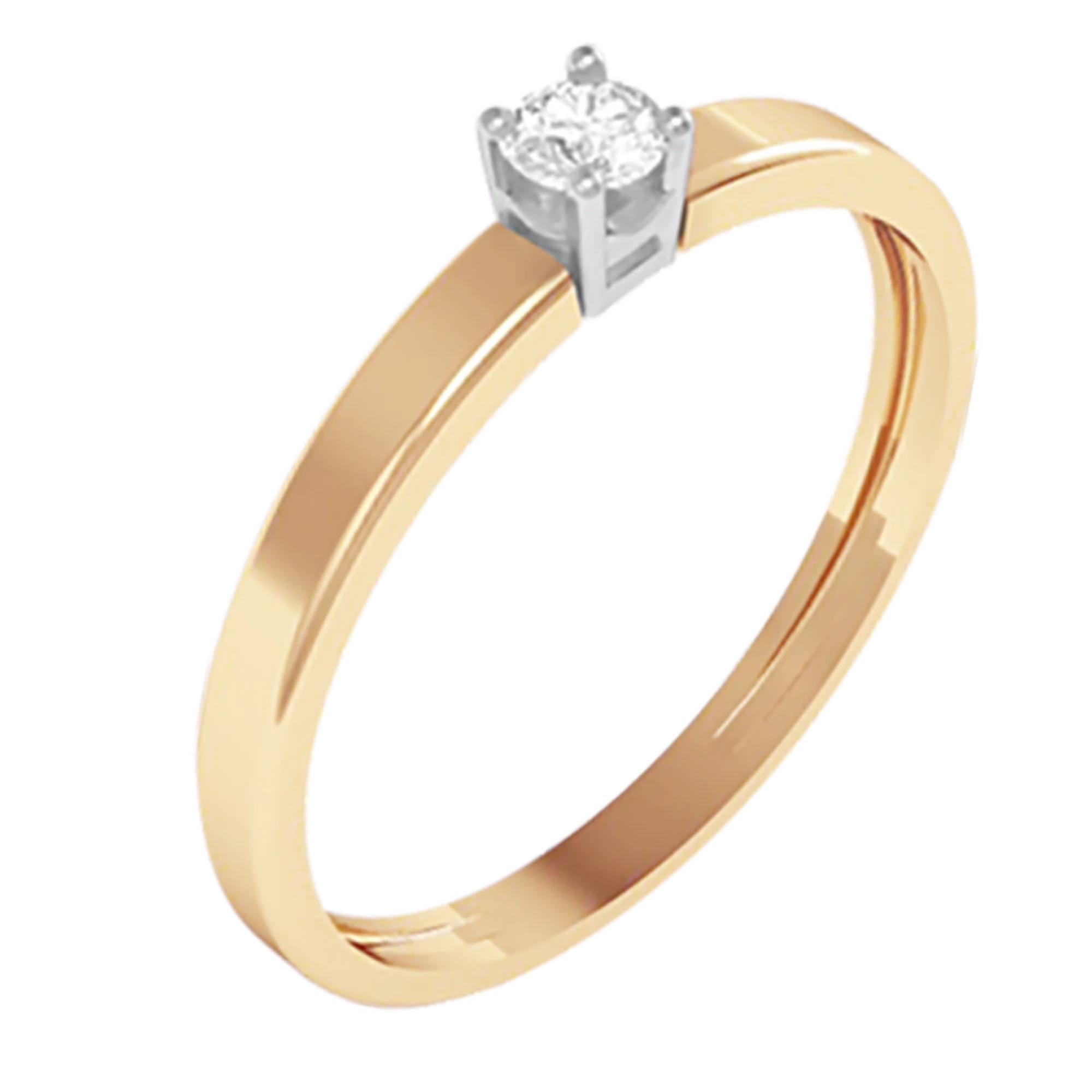 Кольцо из комбинированного золота с бриллиантом - 512475 – изображение 1