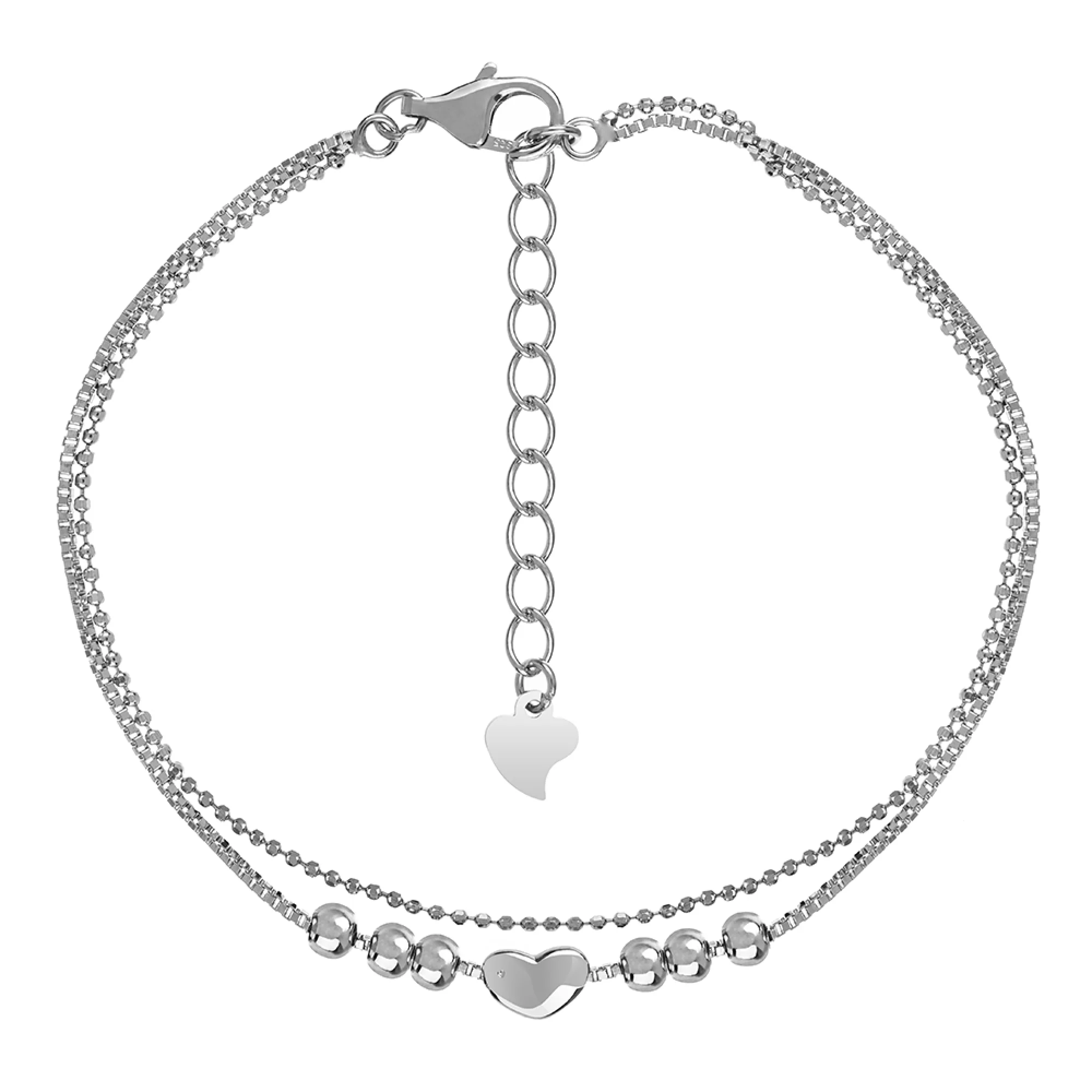 Срібний браслет "Сердечко" з подвійним плетінням  - 1553008 – зображення 1
