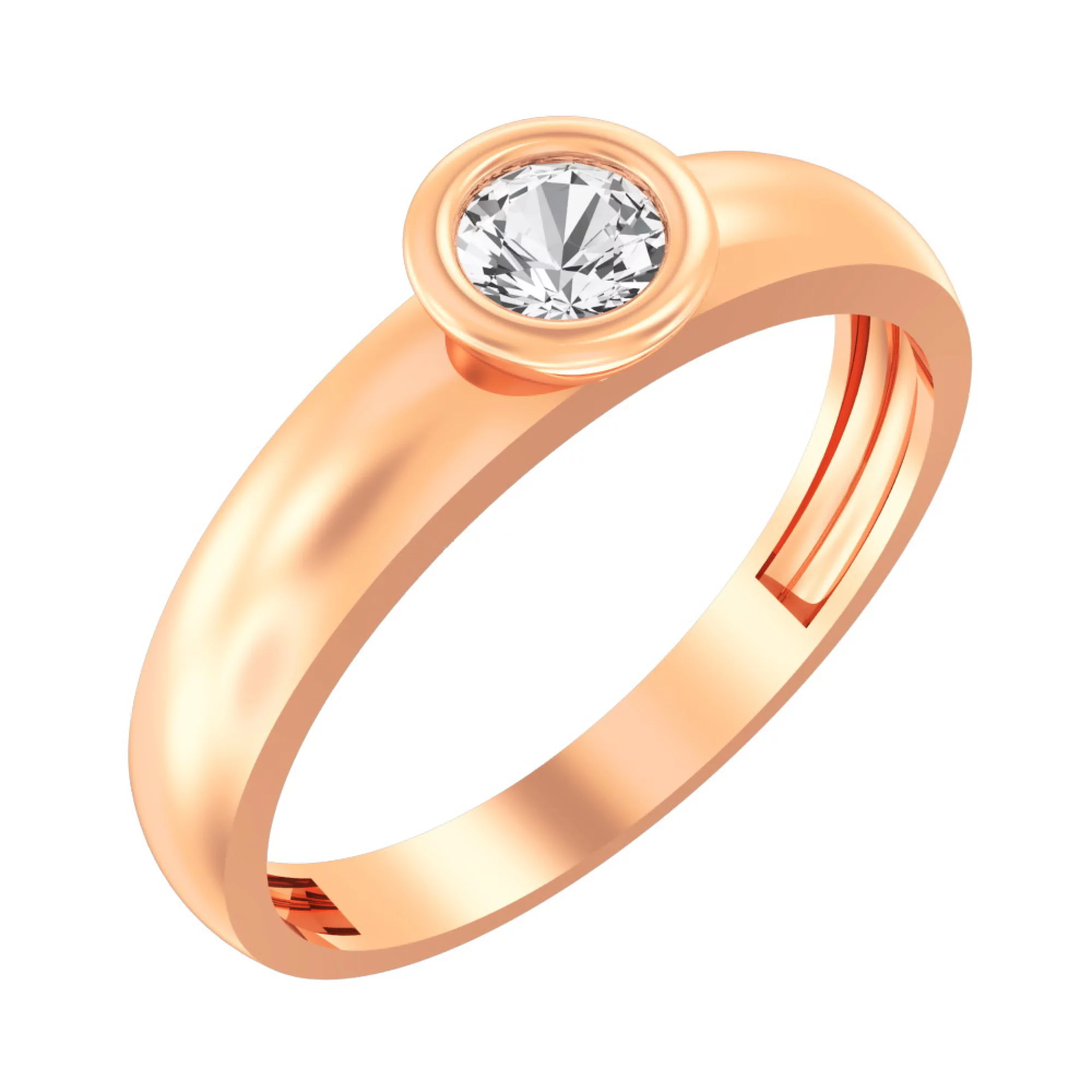 Золотое кольцо с фианитом - 1350356 – изображение 1