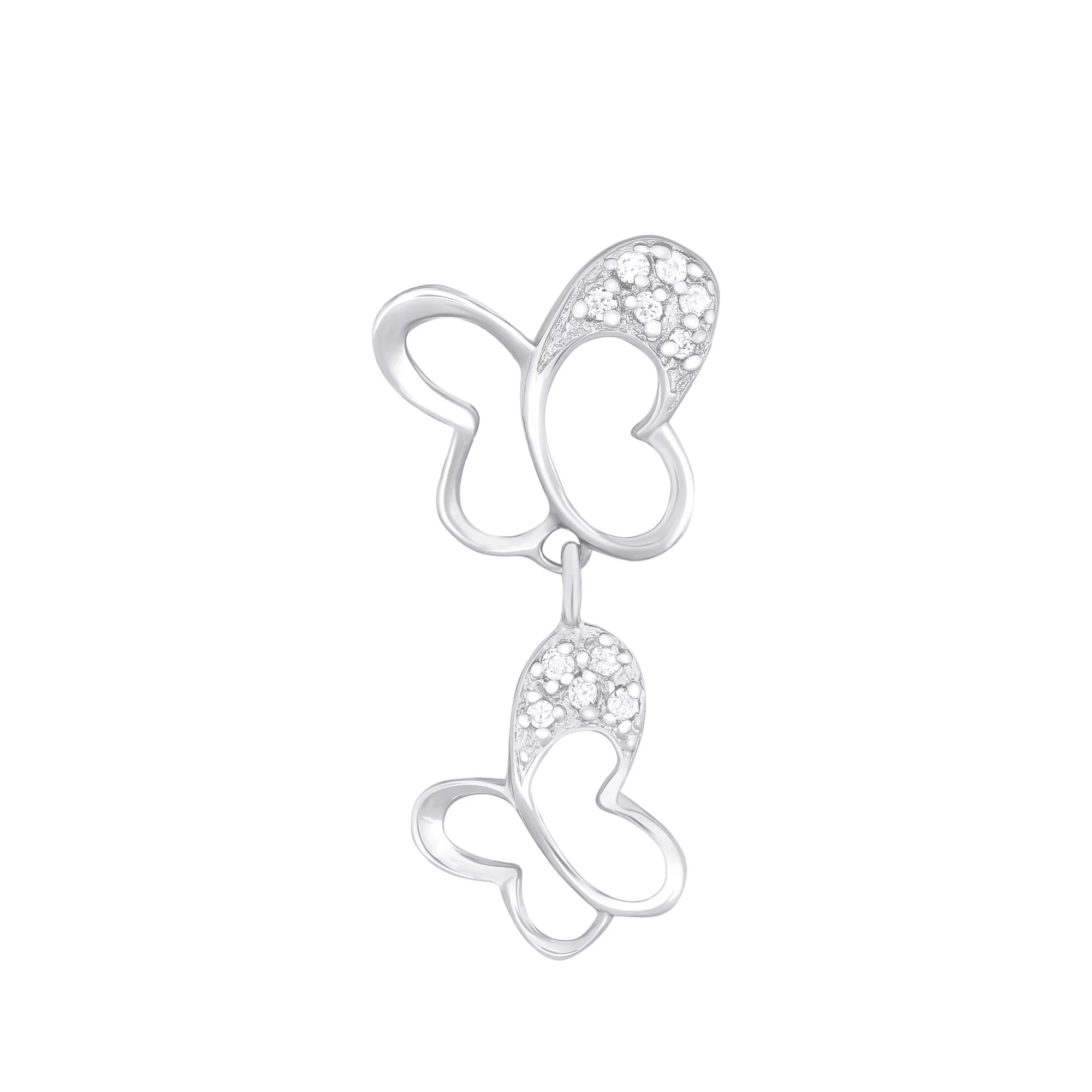 Срібна підвіска"Метелики" з цирконієм - 421390 – зображення 1