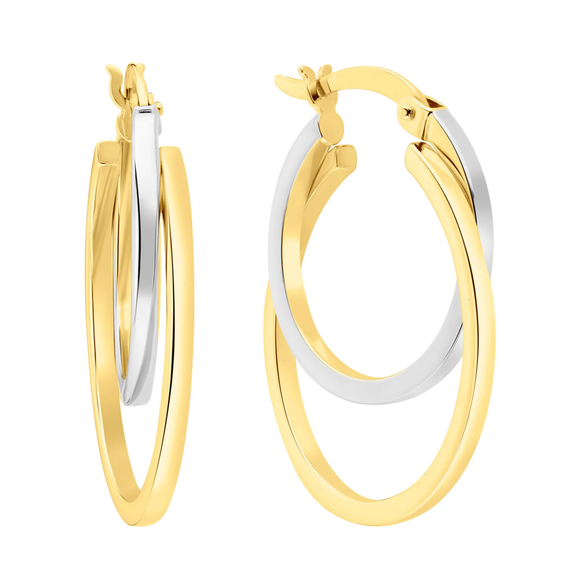 Сережи-кольца из комбинированного золота - 1095096 - 1