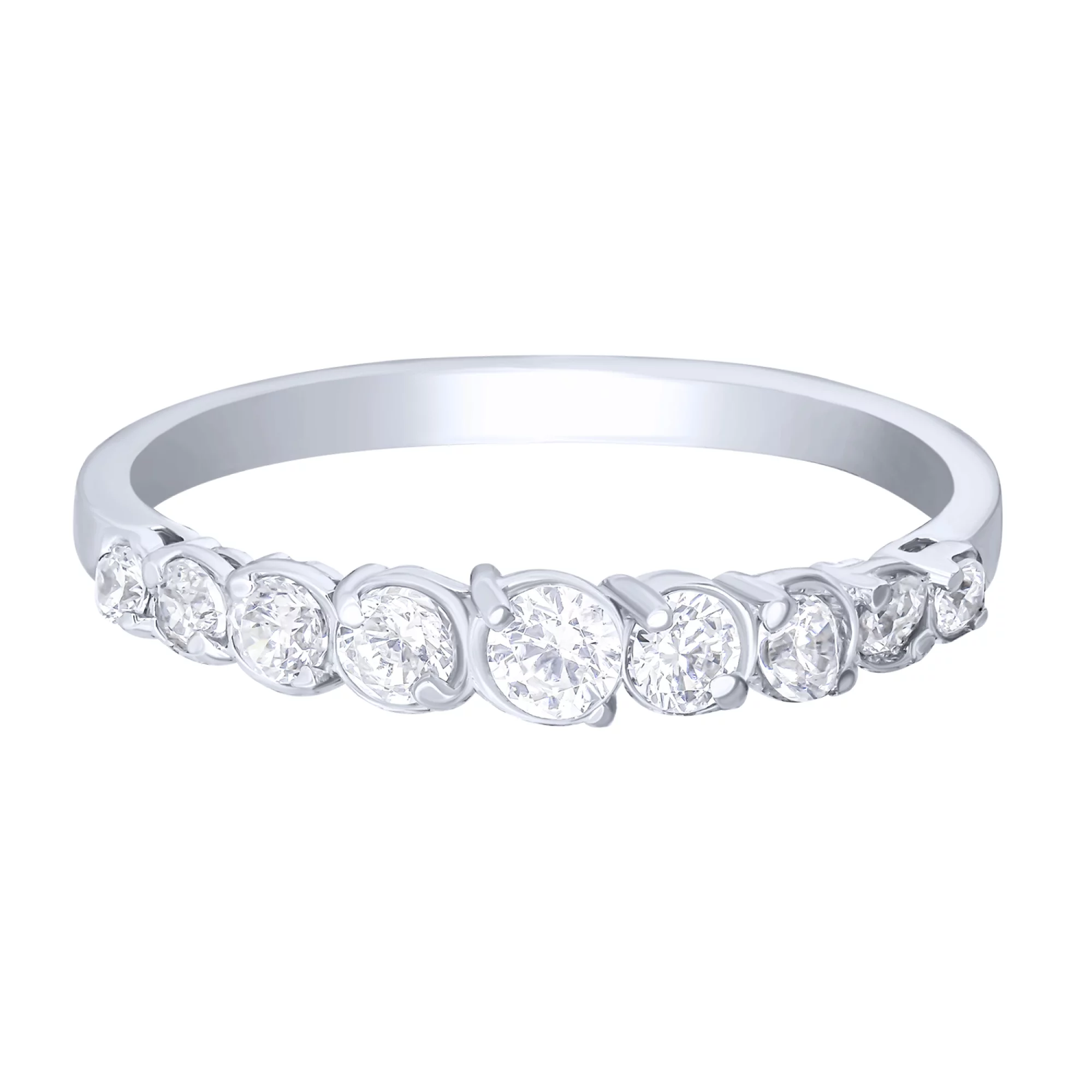 Серебряное кольцо с дорожкой фианитов - 1679363 – изображение 2