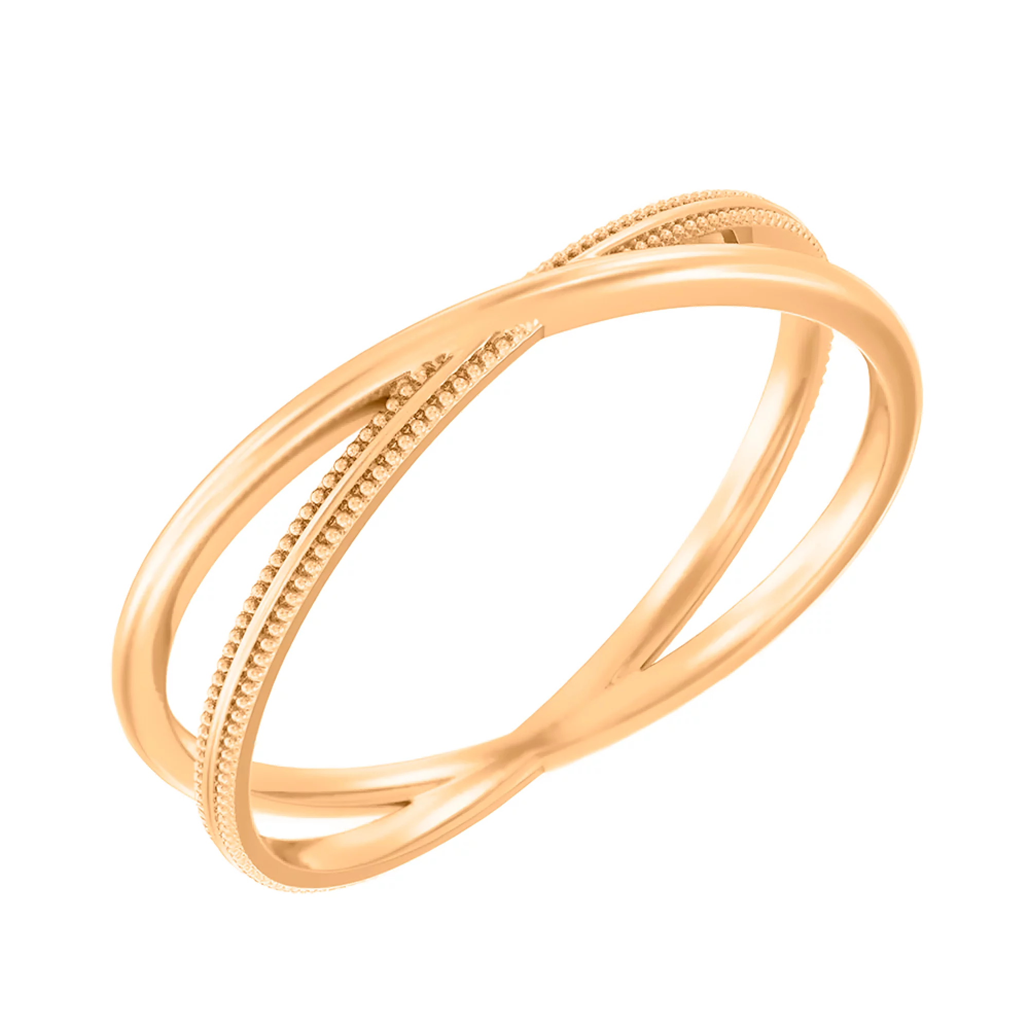 Двойное кольцо из красного золота "Переплетение" - 1450748 – изображение 1