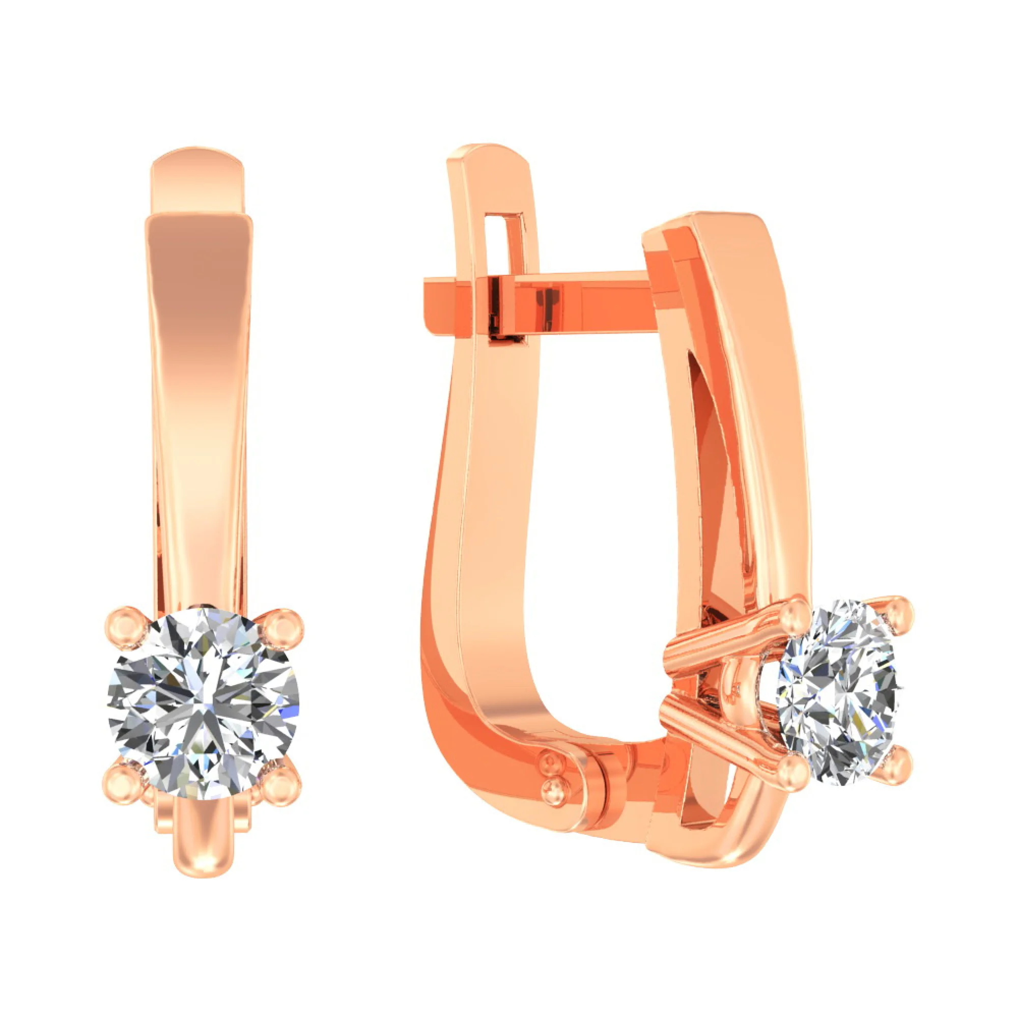 Сережки из красного золота с фианитом - 613783 - 1