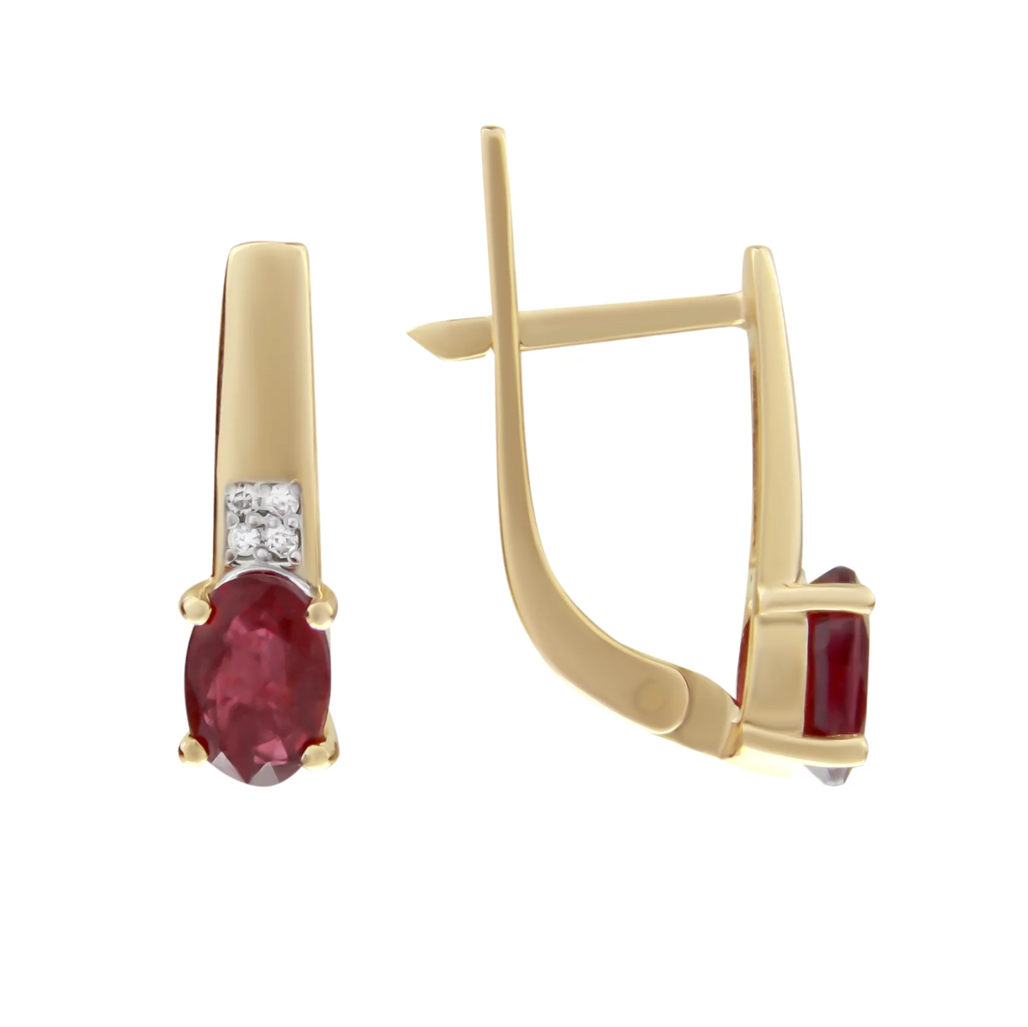 Сережки з червоного золота з діамантом і рубіном - 855649 – зображення 1