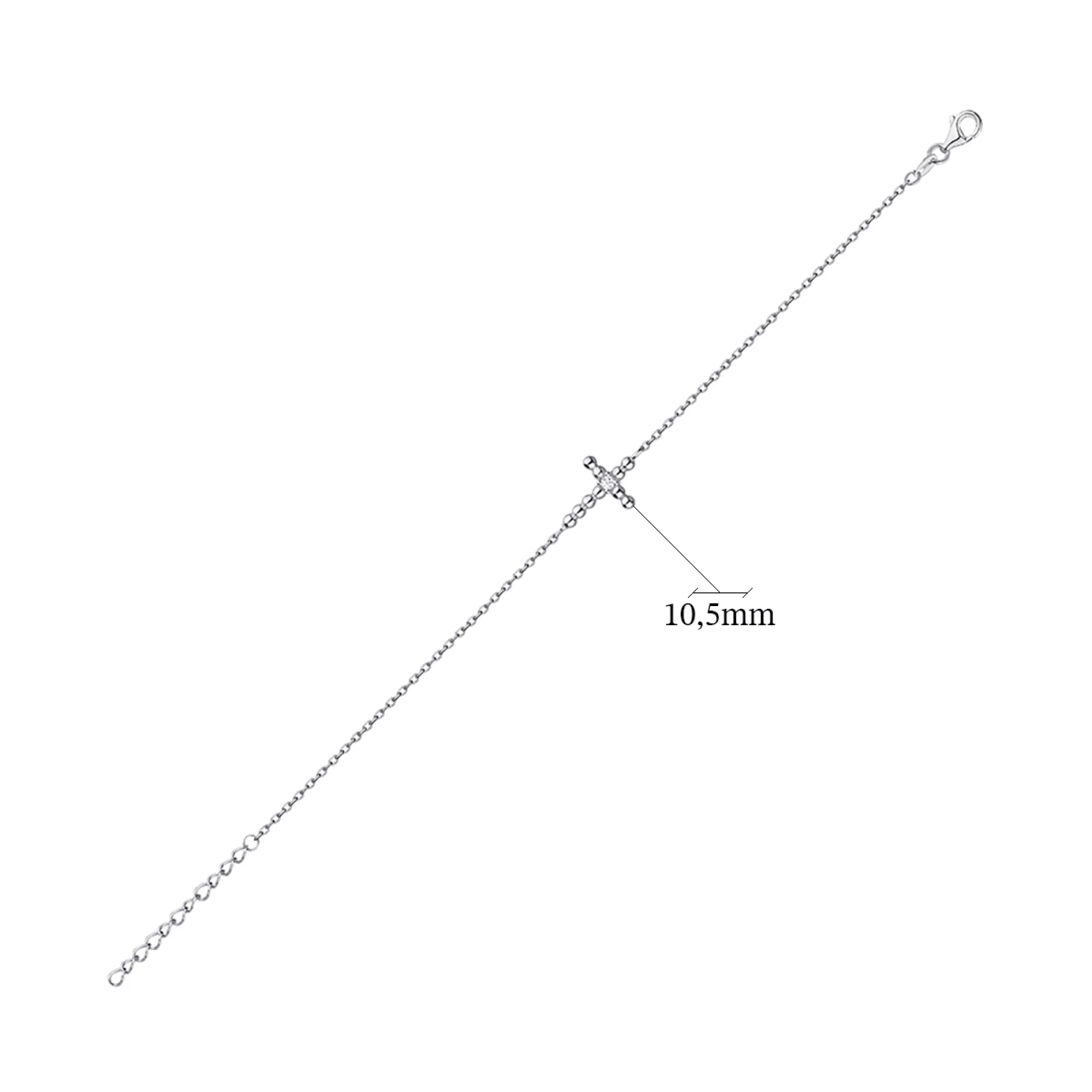 Браслет зі срібла "Хрестик" з фіанітом плетіння якірне - 1343334 – зображення 3
