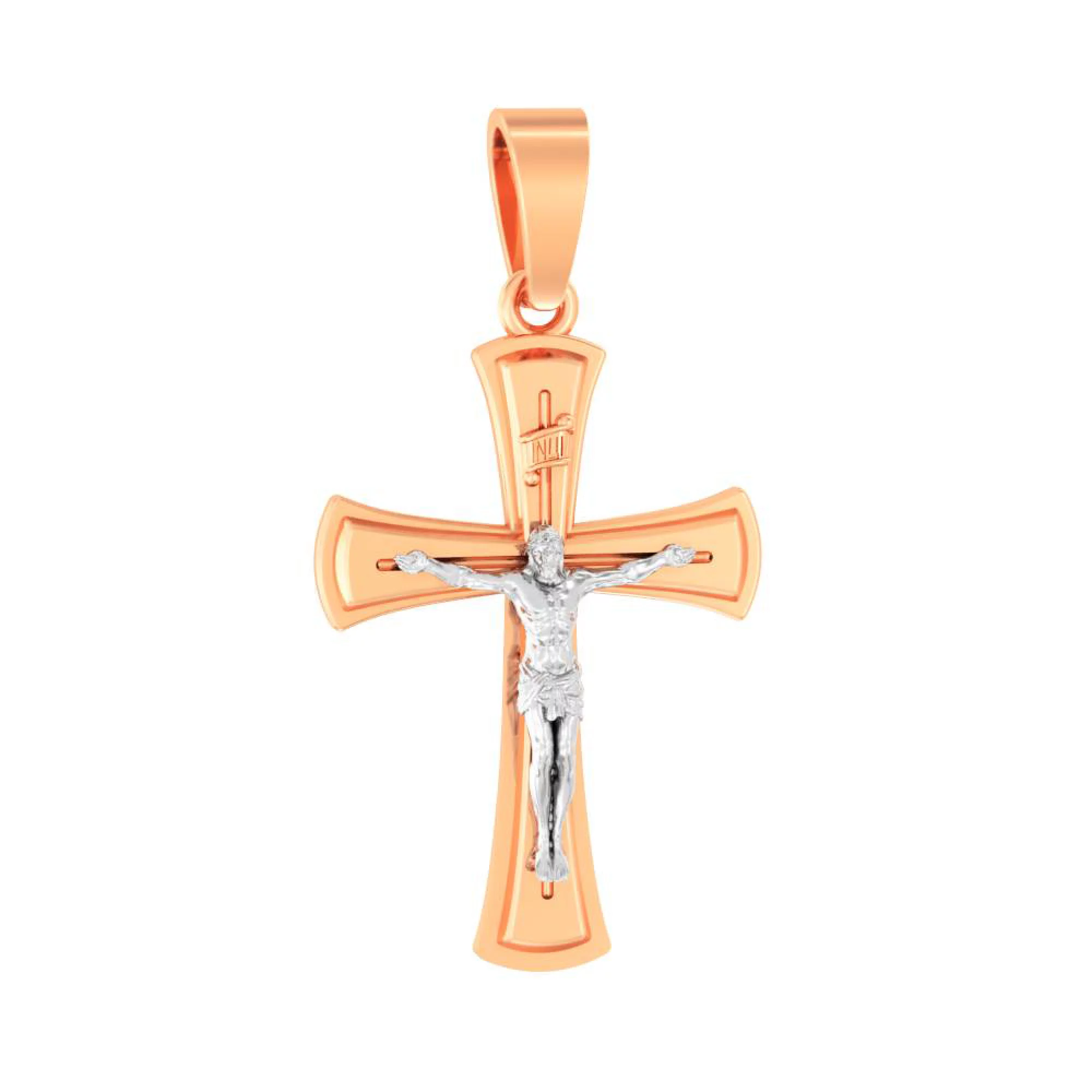 Крестик из комбинированого золота  - 1451273 – изображение 1