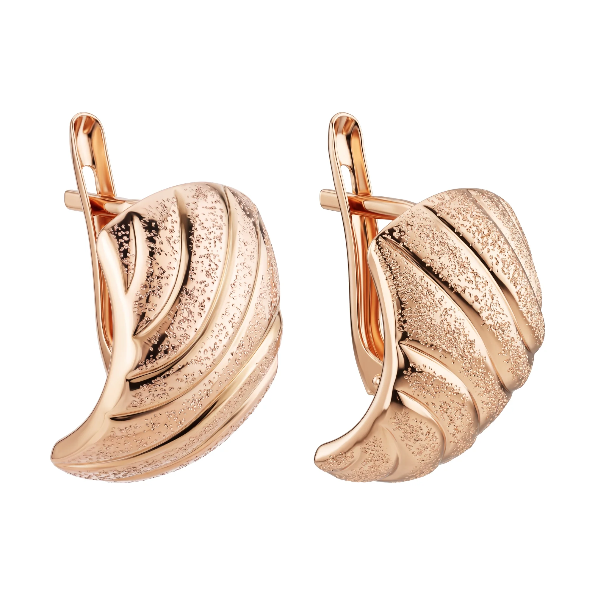 Ребристые серьги из красного золота  - 2246569 - 1