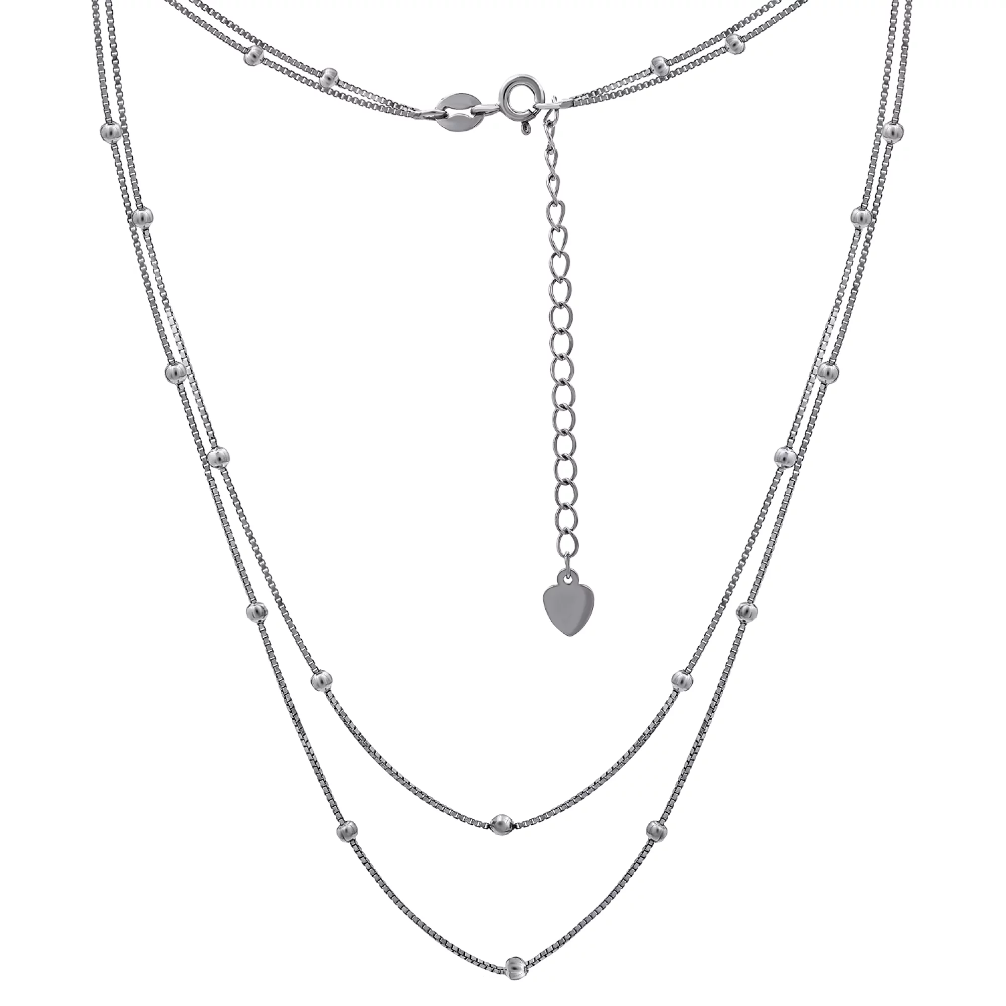 Колье серебряное с шариками венецианское плетение - 1269044 – изображение 1