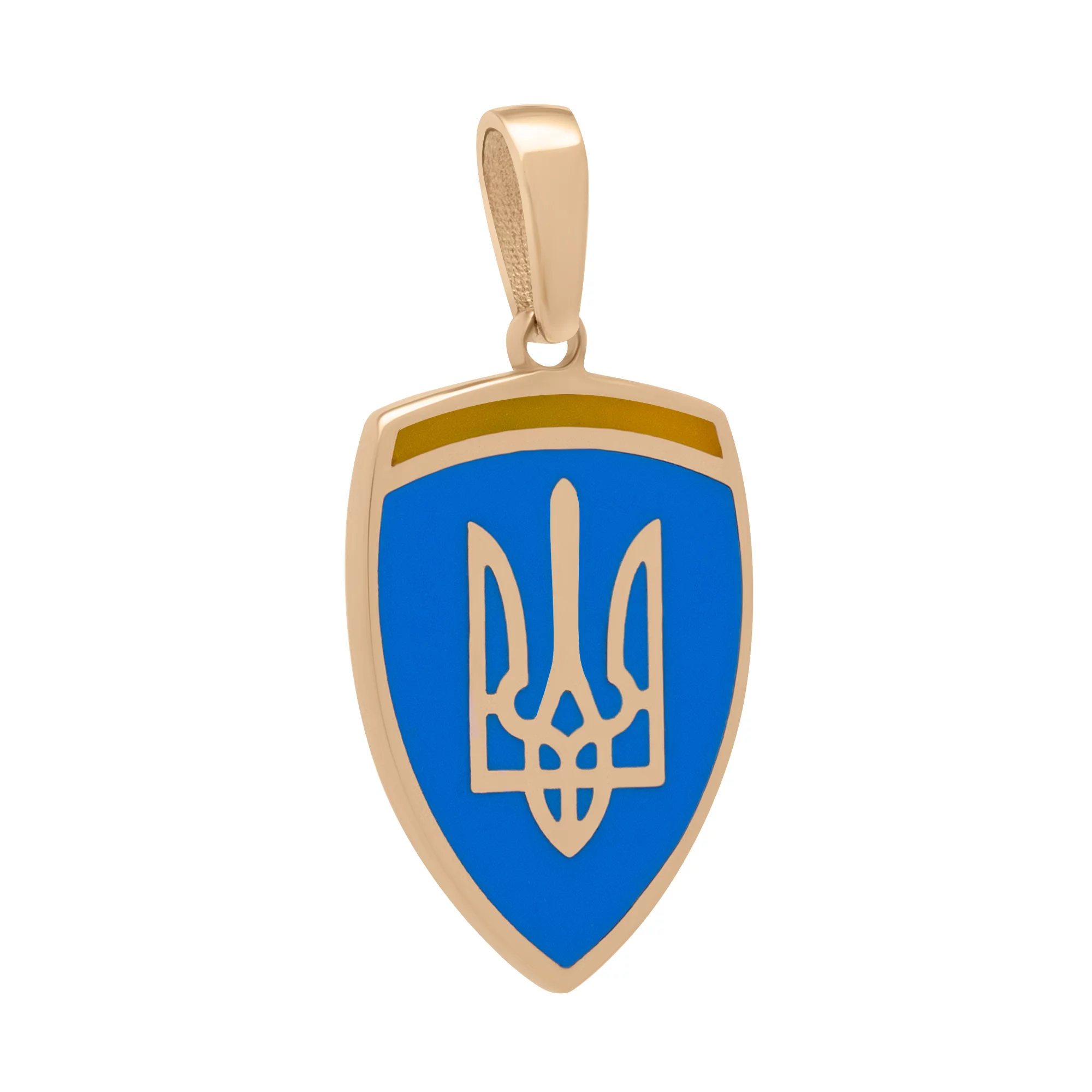 Золотая подвеска "Тризуб-Герб Украины" с эмалью - 1702915 – изображение 1