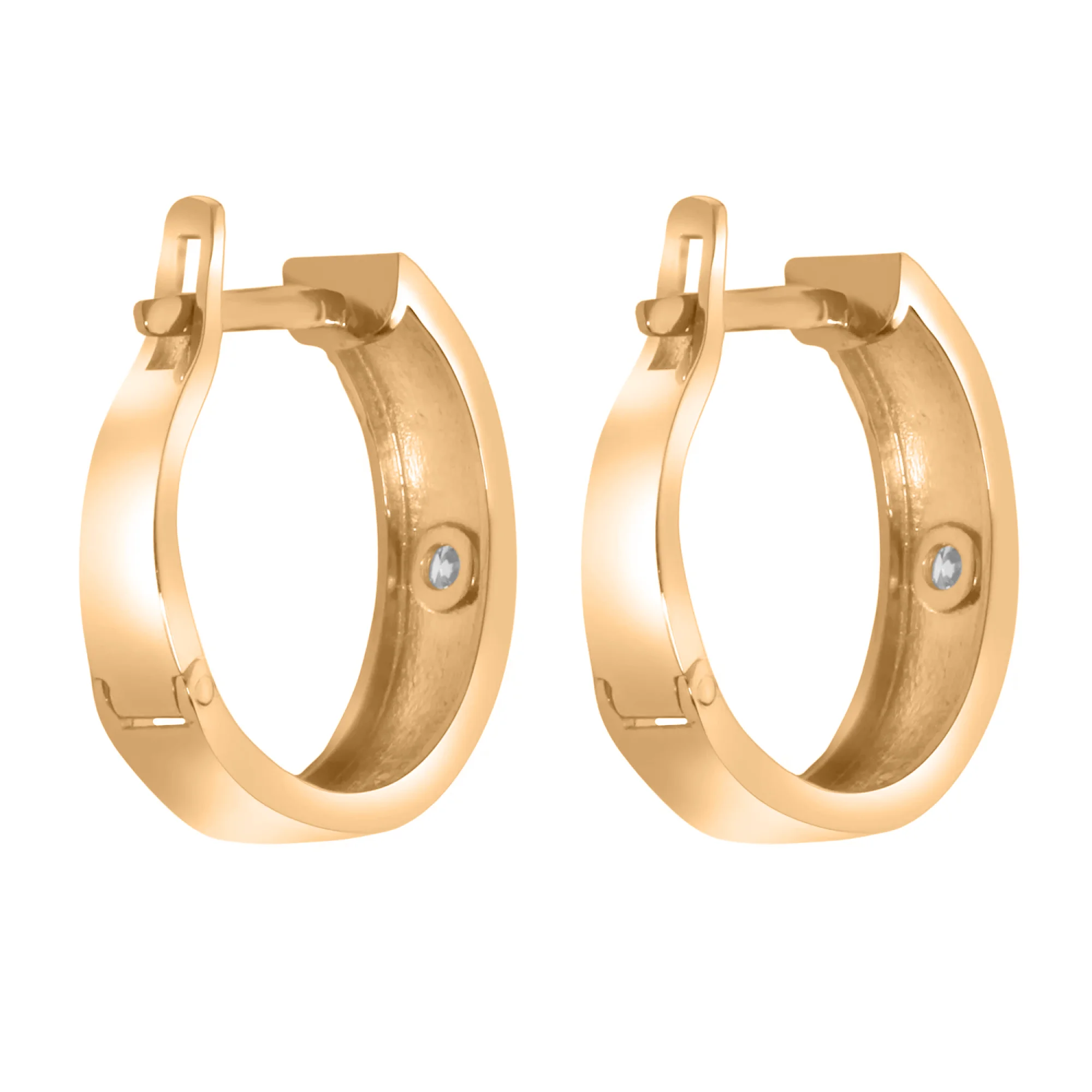 Сережки из красного золота с фианитом - 968268 - 3