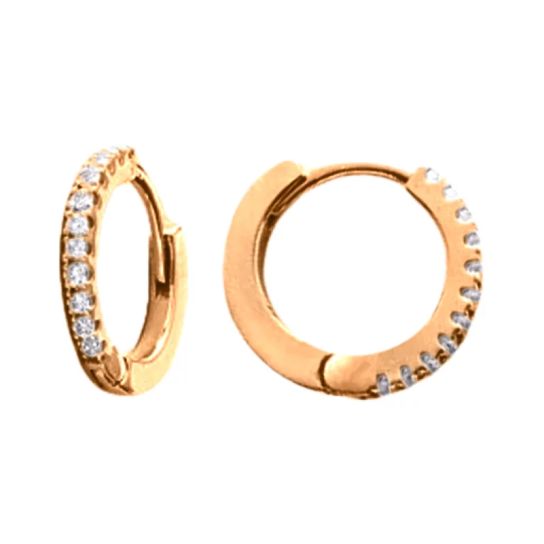 Сережки-кольца из красного золота с бриллиантами. Артикул 102-10109: цена, отзывы, фото – купить в интернет-магазине AURUM