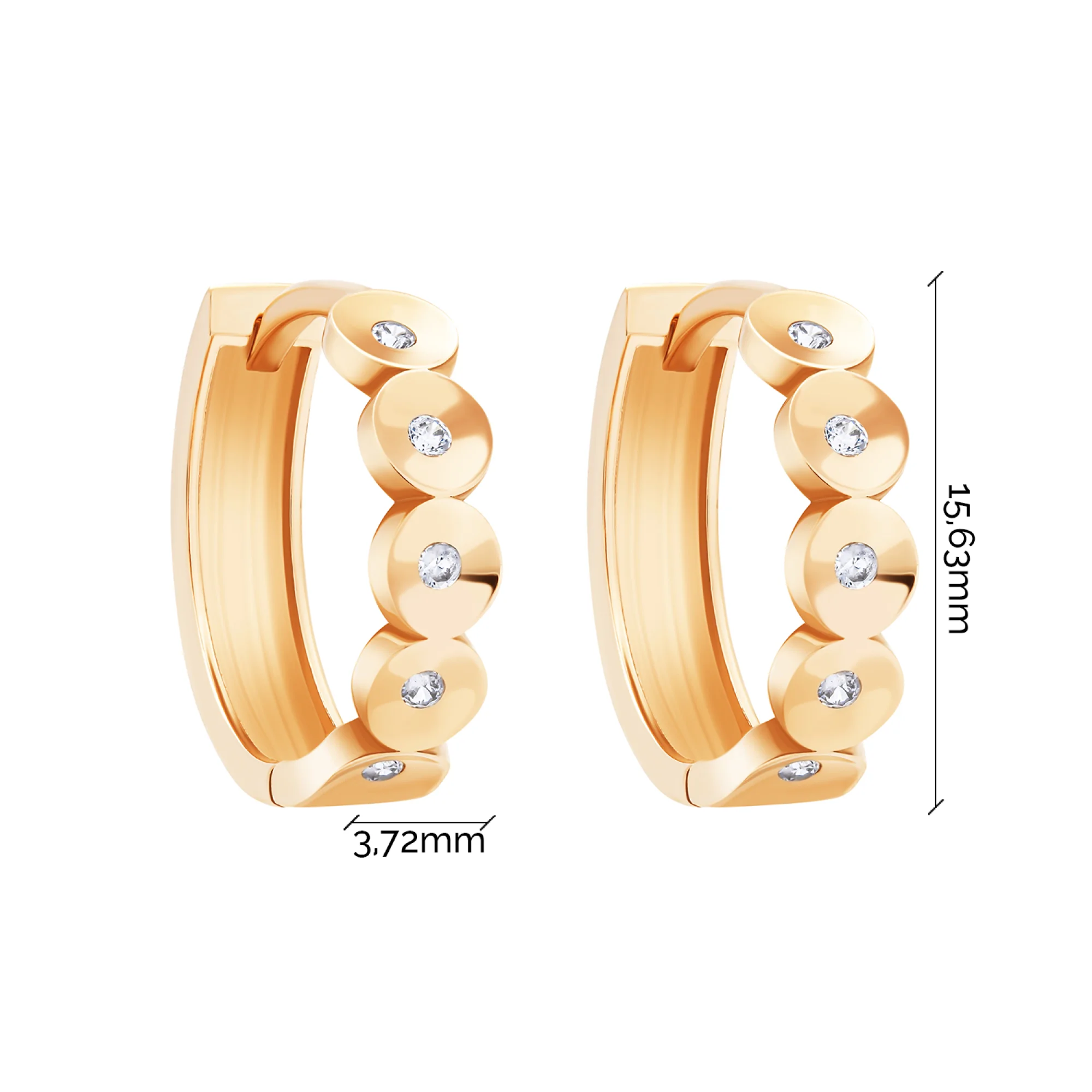 Сережки-кольца из красного золота с фианитами - 1748560 - 5
