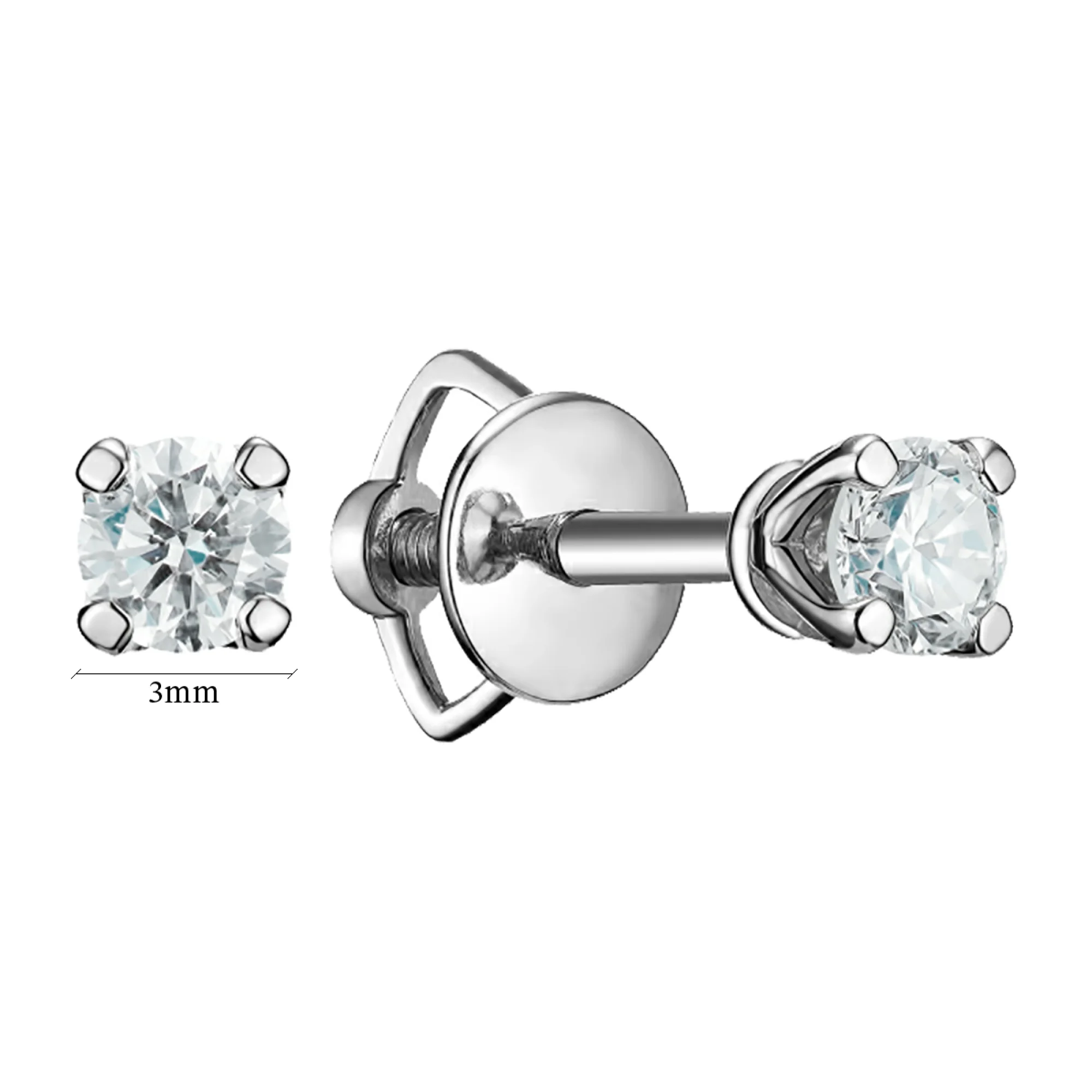 Сережки-гвоздики из белого золота с бриллиантами - 772039 - 2