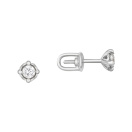 Серьги-гвоздики с бриллиантом в белом золоте - 594637