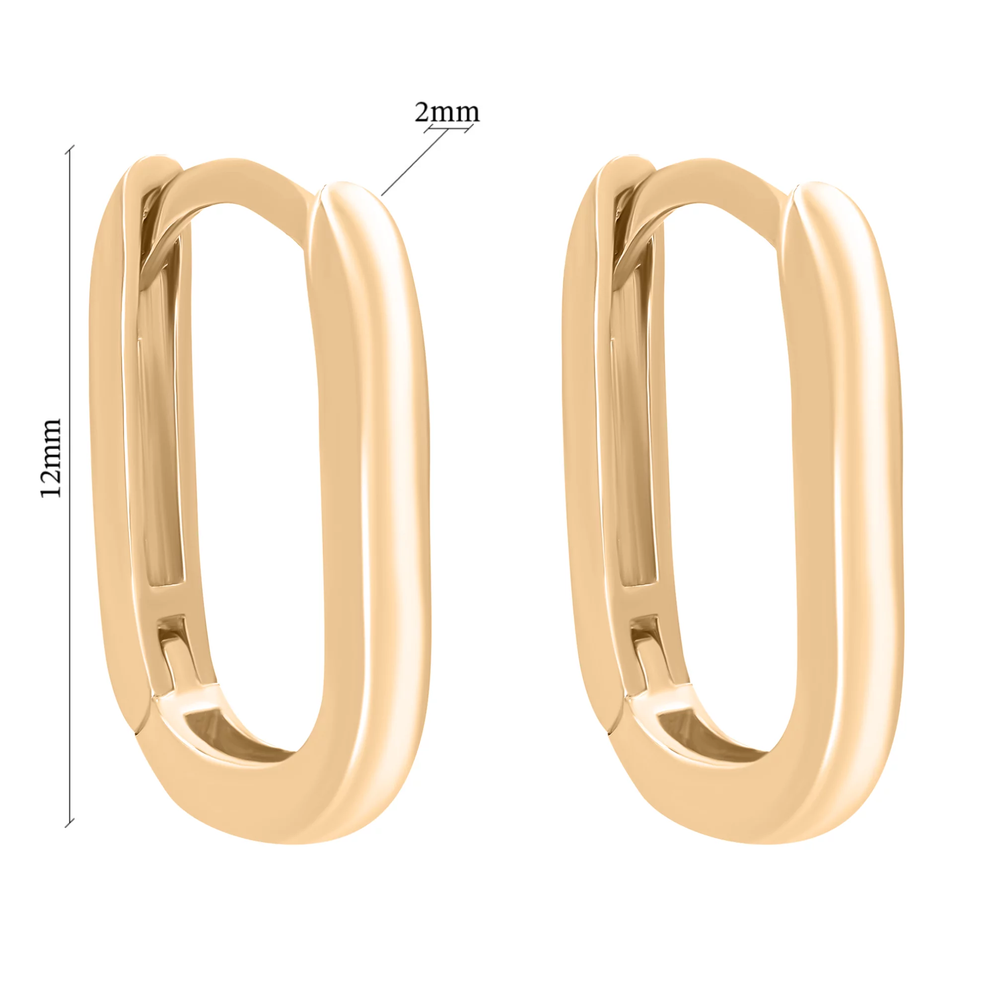 Сережки-кольца "Овал" из красного золота - 896939 – изображение 2