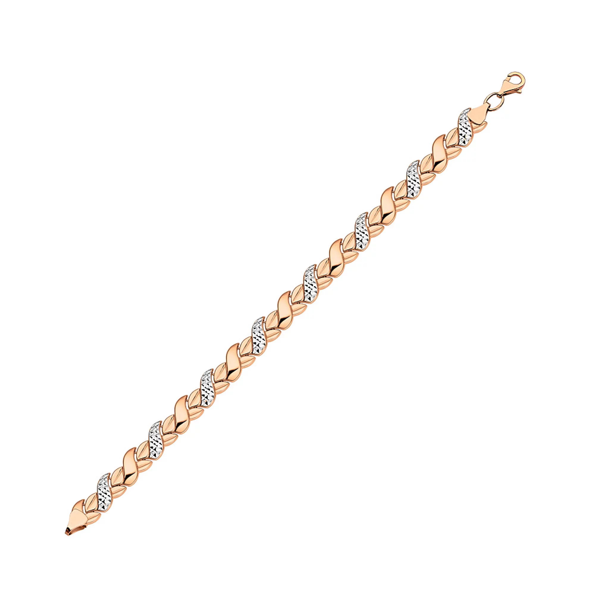 Браслет из комбинированного золота с алмазной гранью плетение ролекс - 970312 – изображение 1