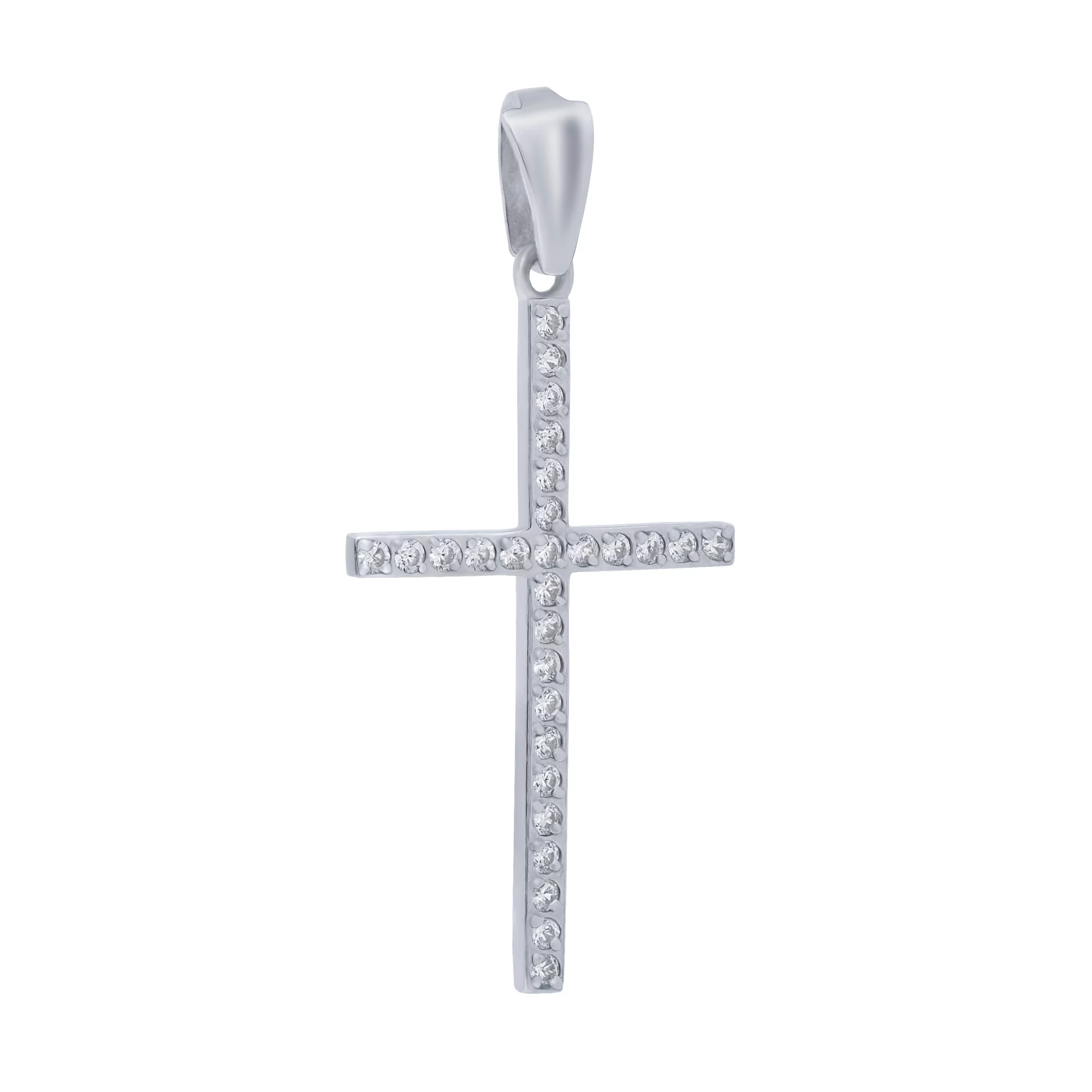 Крестик серебряный с фианитами - 1684807 – изображение 1
