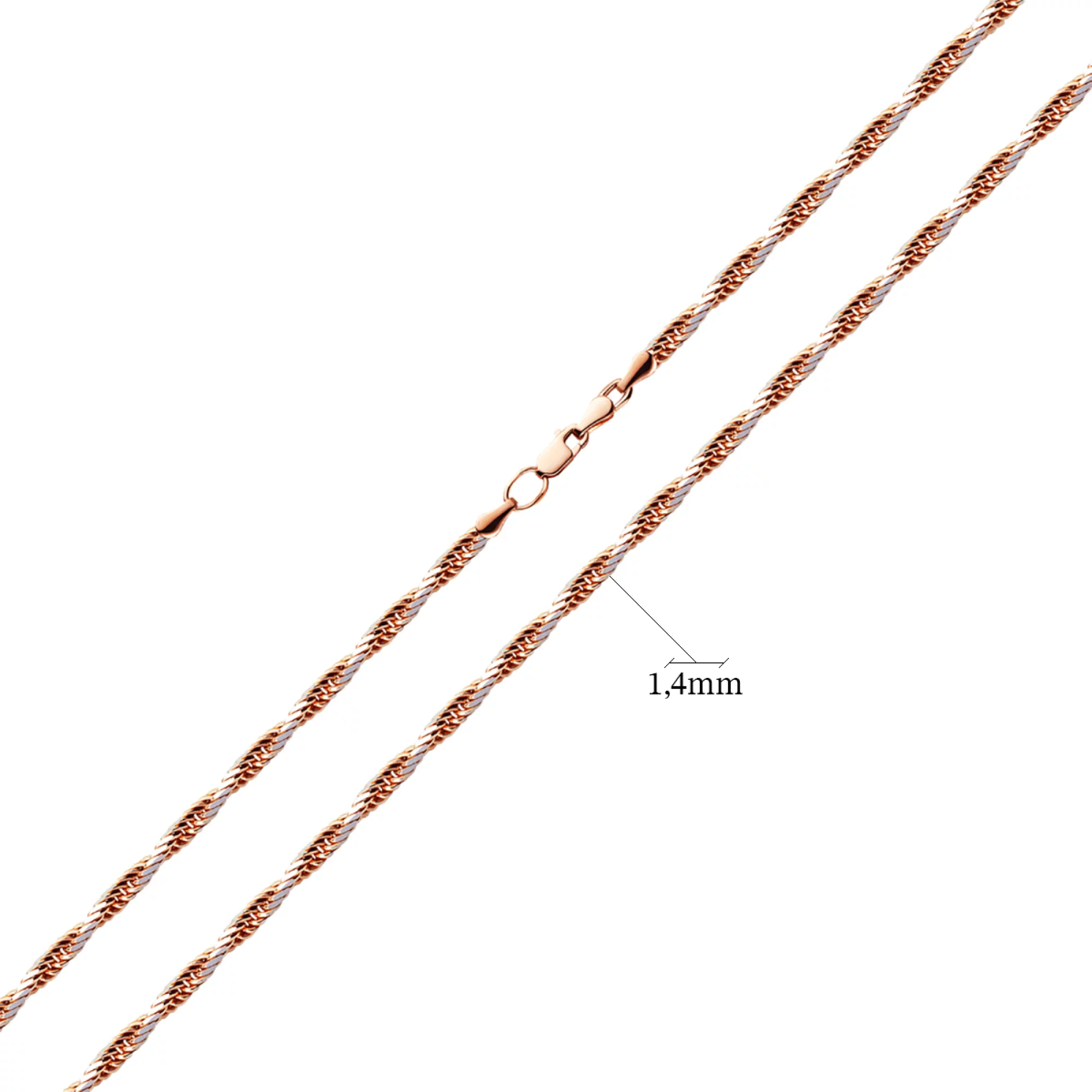 Ланцюг з комбінованого золота плетіння джгут - 1095031 – зображення 2