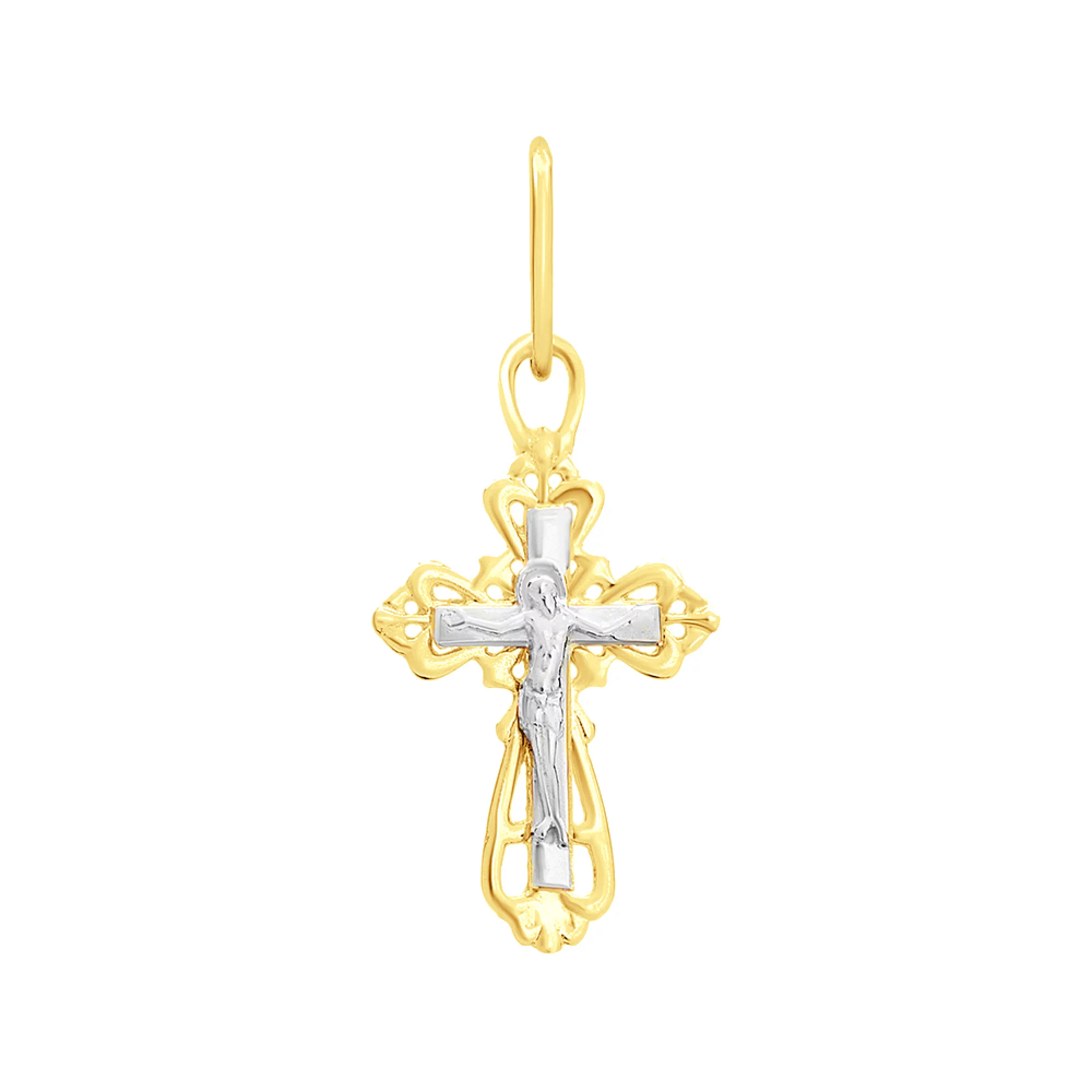 Крестик из комбинированного золота - 961564 – изображение 1