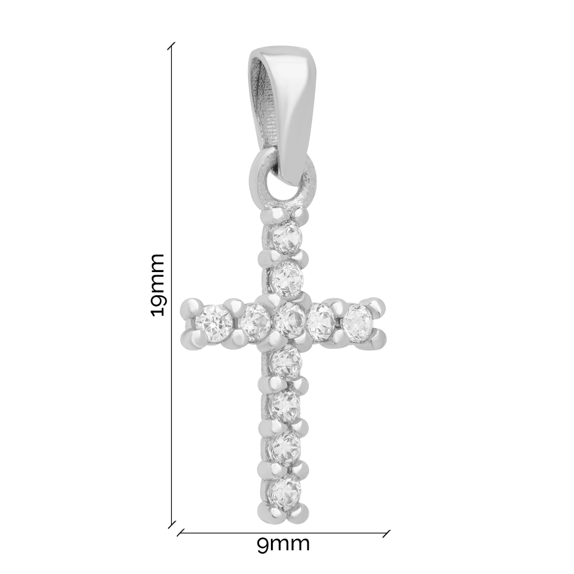 Хрестик у білому золоті декоративний з фіанітами - 1651517 – зображення 2