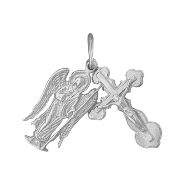 Серебряная подвеска "Ангел хранитель и крест". Артикул 7504/П2/165: цена, отзывы, фото – купить в интернет-магазине AURUM