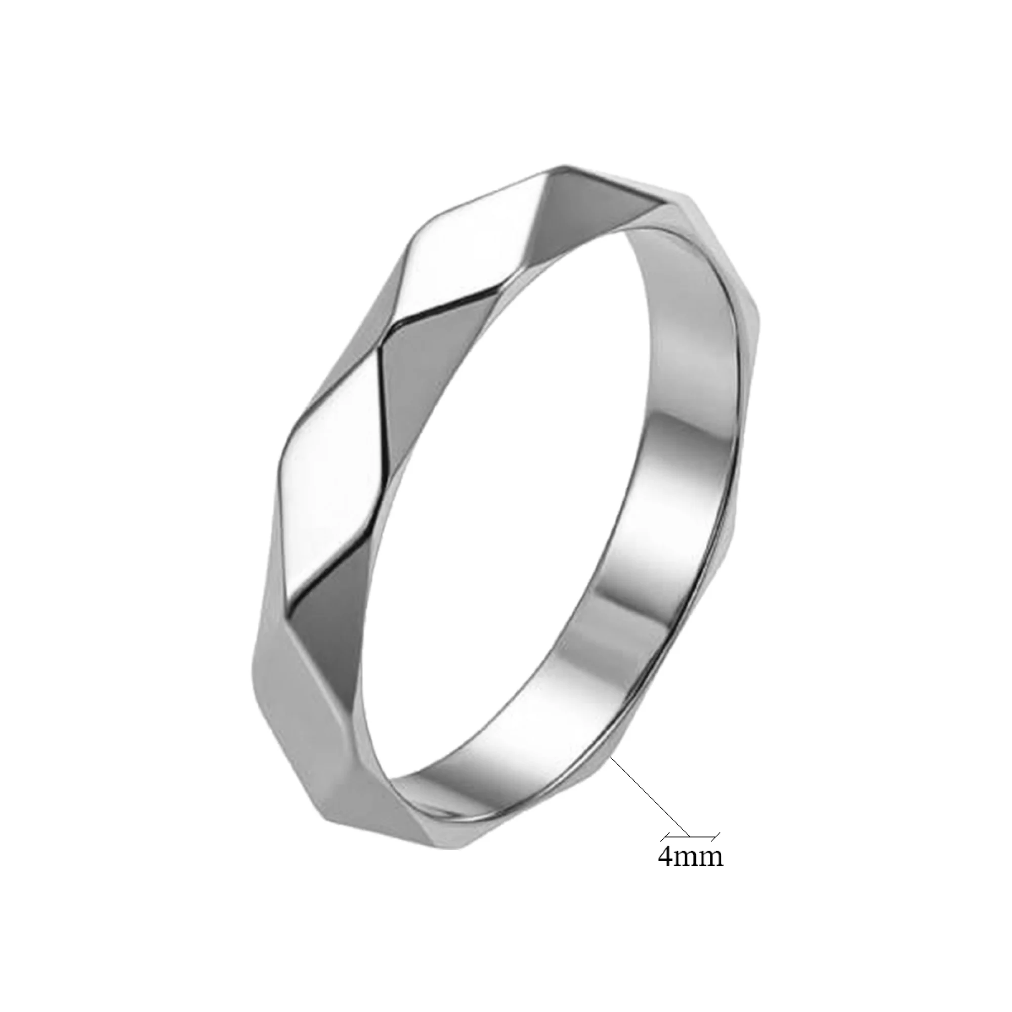 Обручальное кольцо американка из белого золота с гранями - 960157 – изображение 2