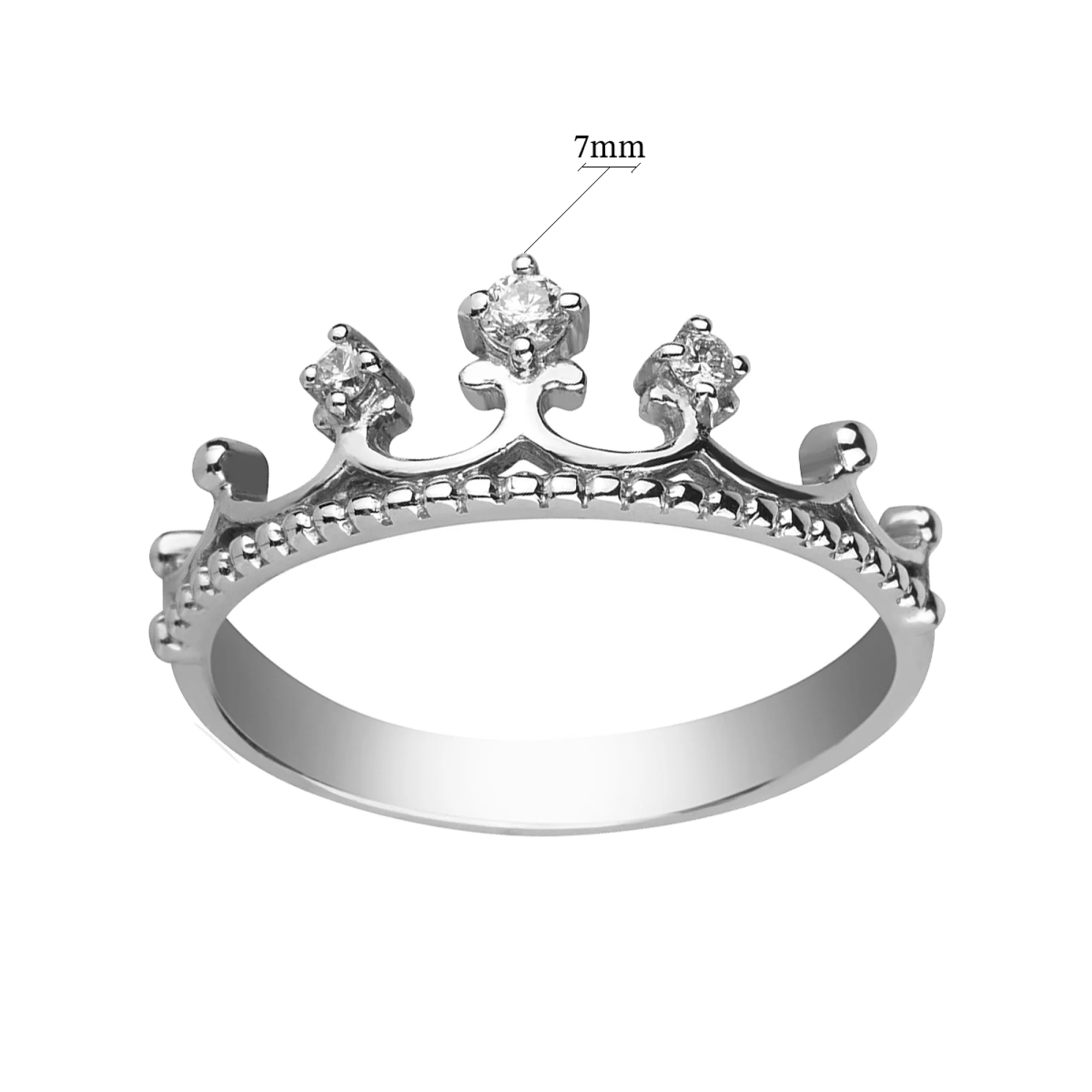Кольцо из белого золота "Корона" с бриллиантами - 521692 - 2
