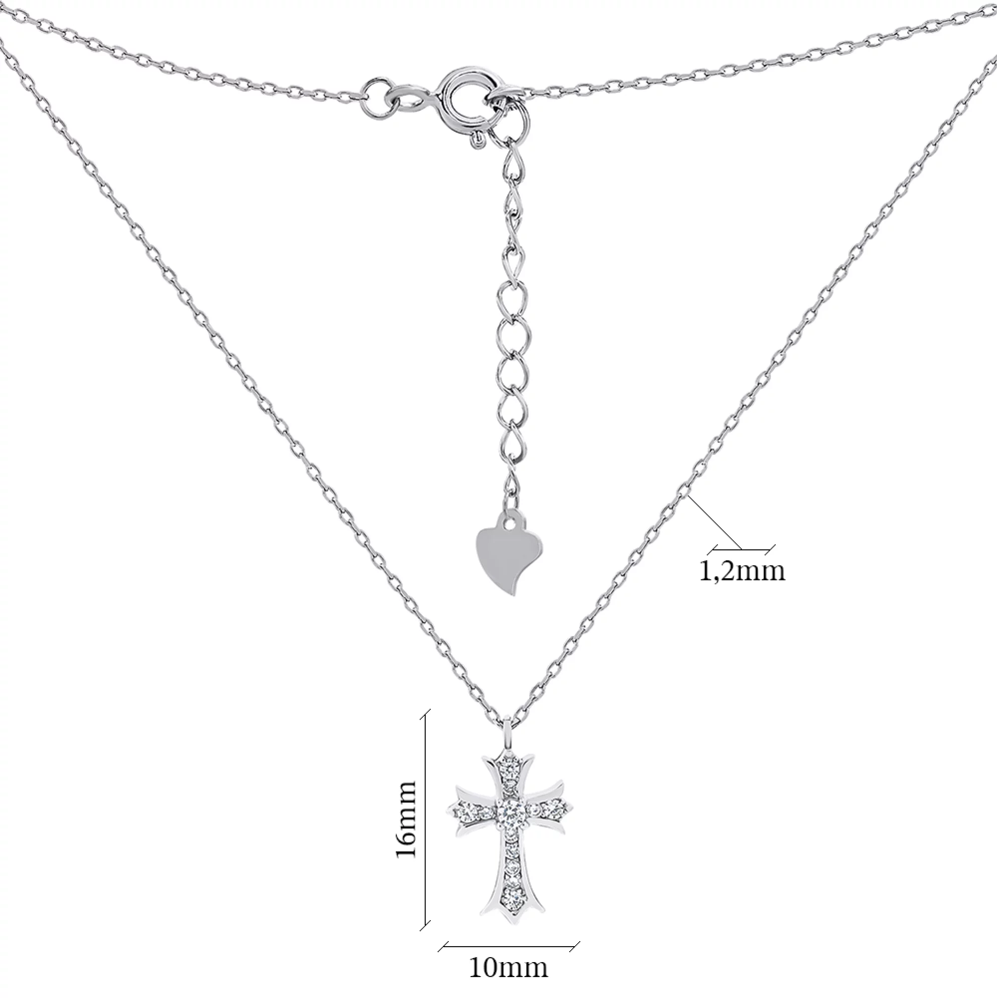 Ланцюжок із хрестиком зі срібла і фіанітами якірне плетіння - 1503831 – зображення 3