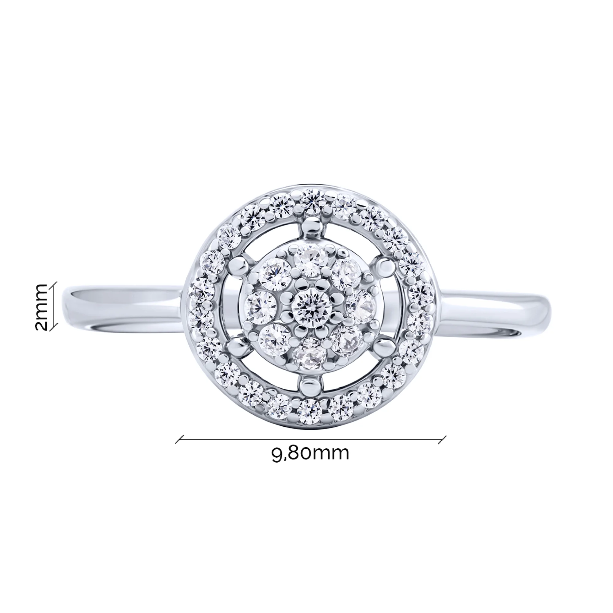 Серебряное кольцо с россыпью фианитов - 2093985 - 3