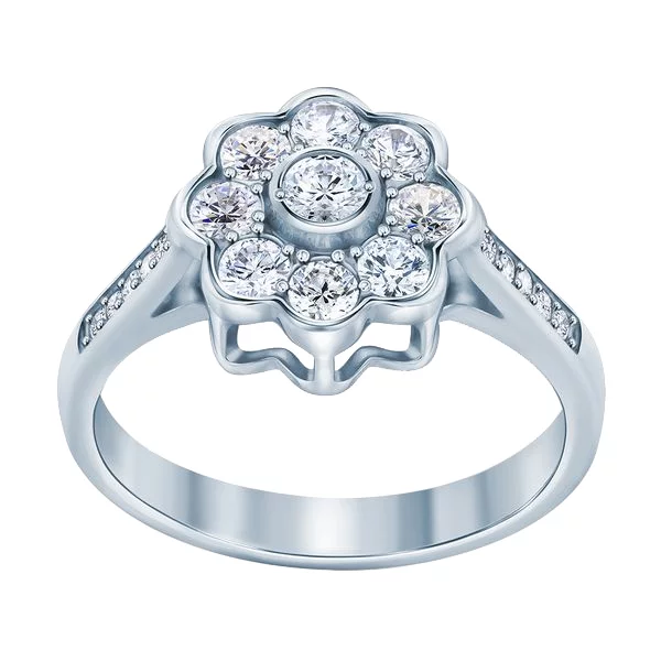 Серебряное кольцо с фианитом Цветок. Артикул 7501/500675-Р: цена, отзывы, фото – купить в интернет-магазине AURUM
