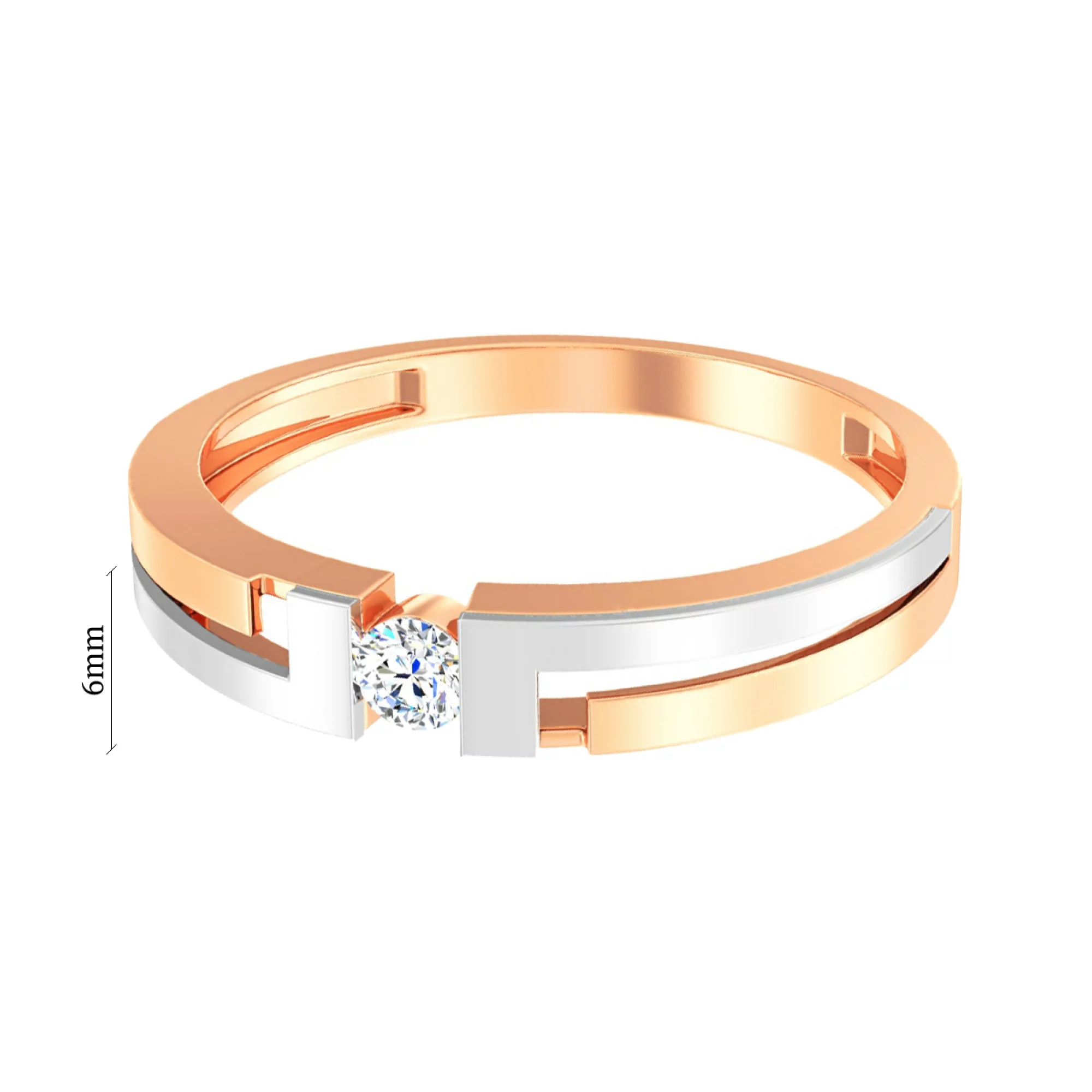 Золотое комбинированое кольцо с фианитом - 585440 – изображение 2