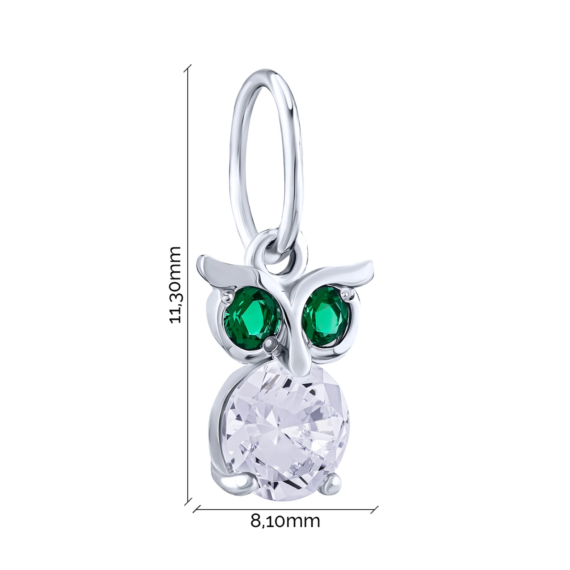 Серебряный подвес "Сова" с фианитами - 2092145 - 2