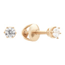 Сережки-гвоздики из красного золота с фианитом - 870404