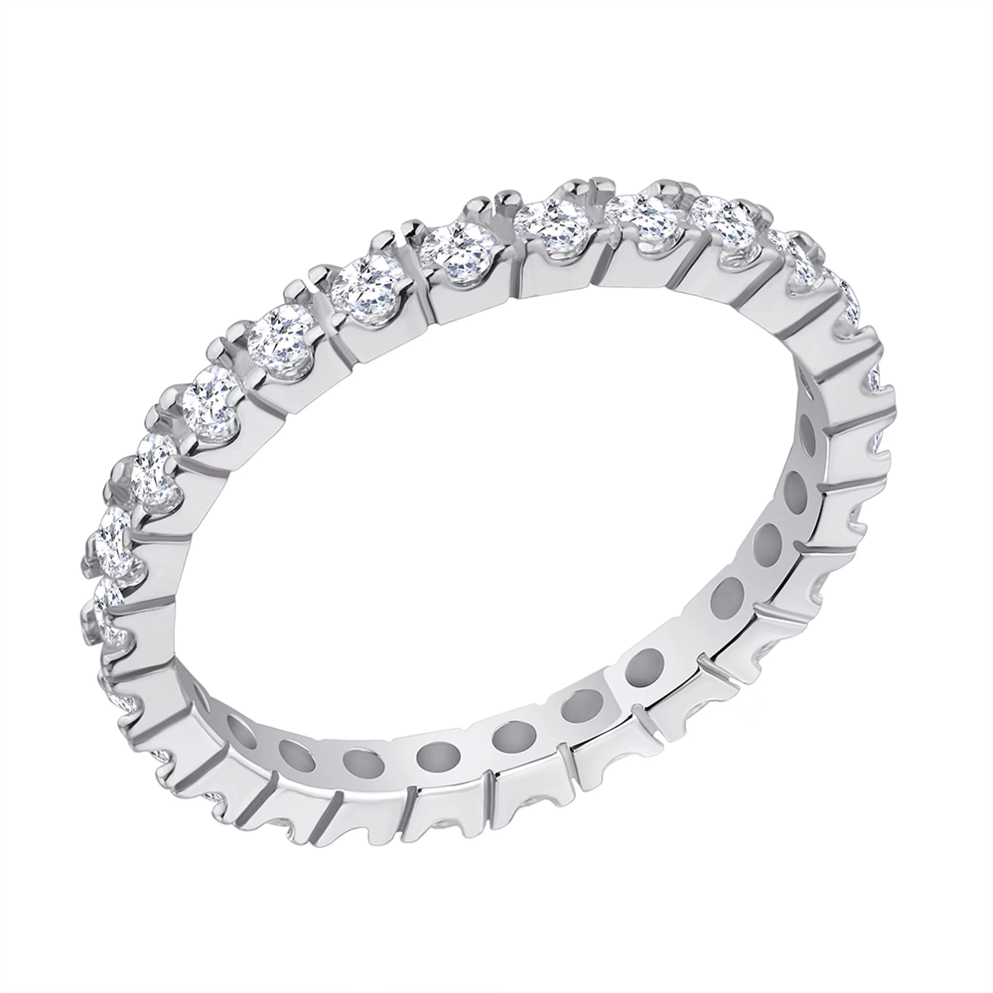 Серебряное кольцо с дорожкой фианита - 1302324 – изображение 1
