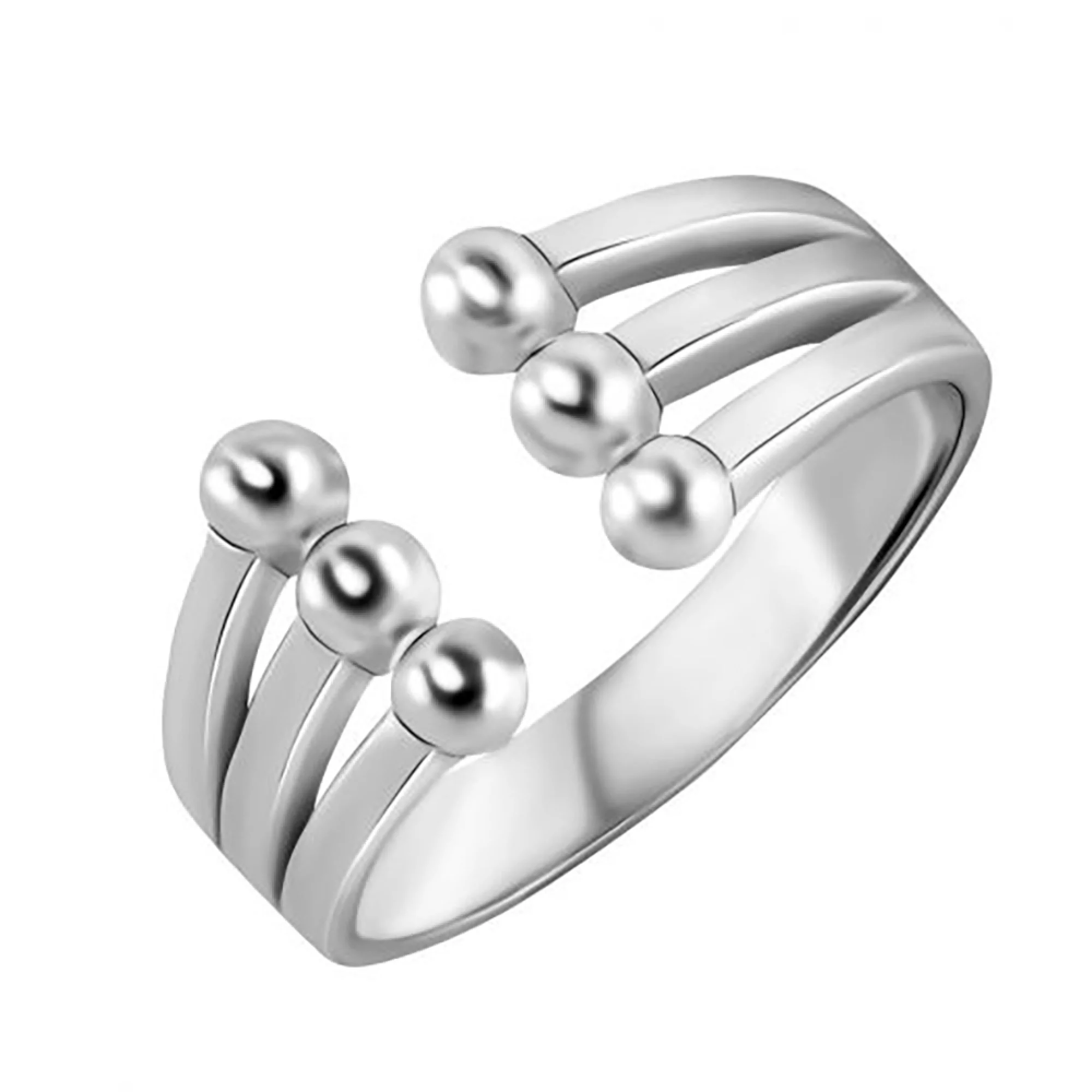 Кольцо из серебра с шариками на фалангу - 969168 – изображение 1