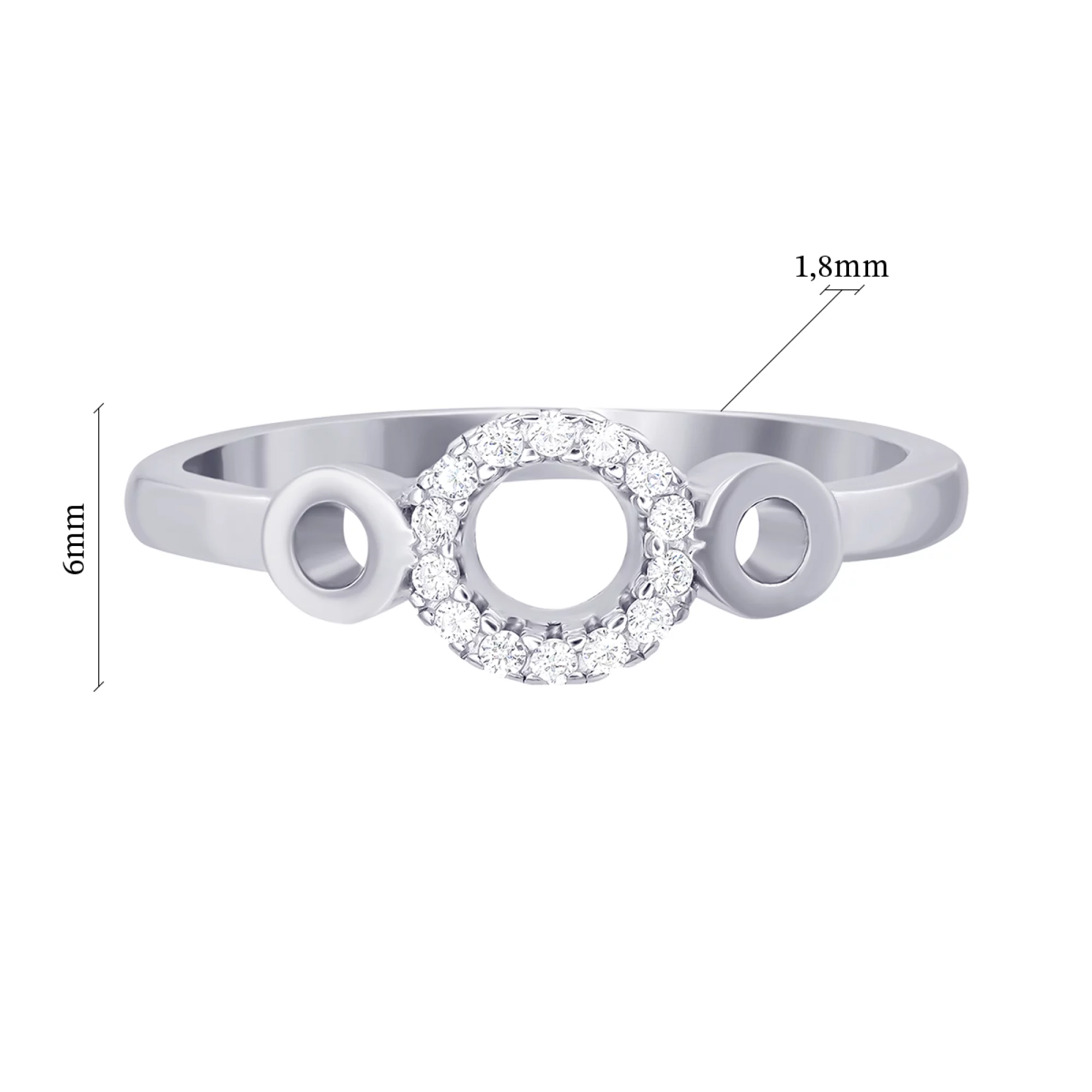 Кольцо серебряное с фианитом - 896350 – изображение 3