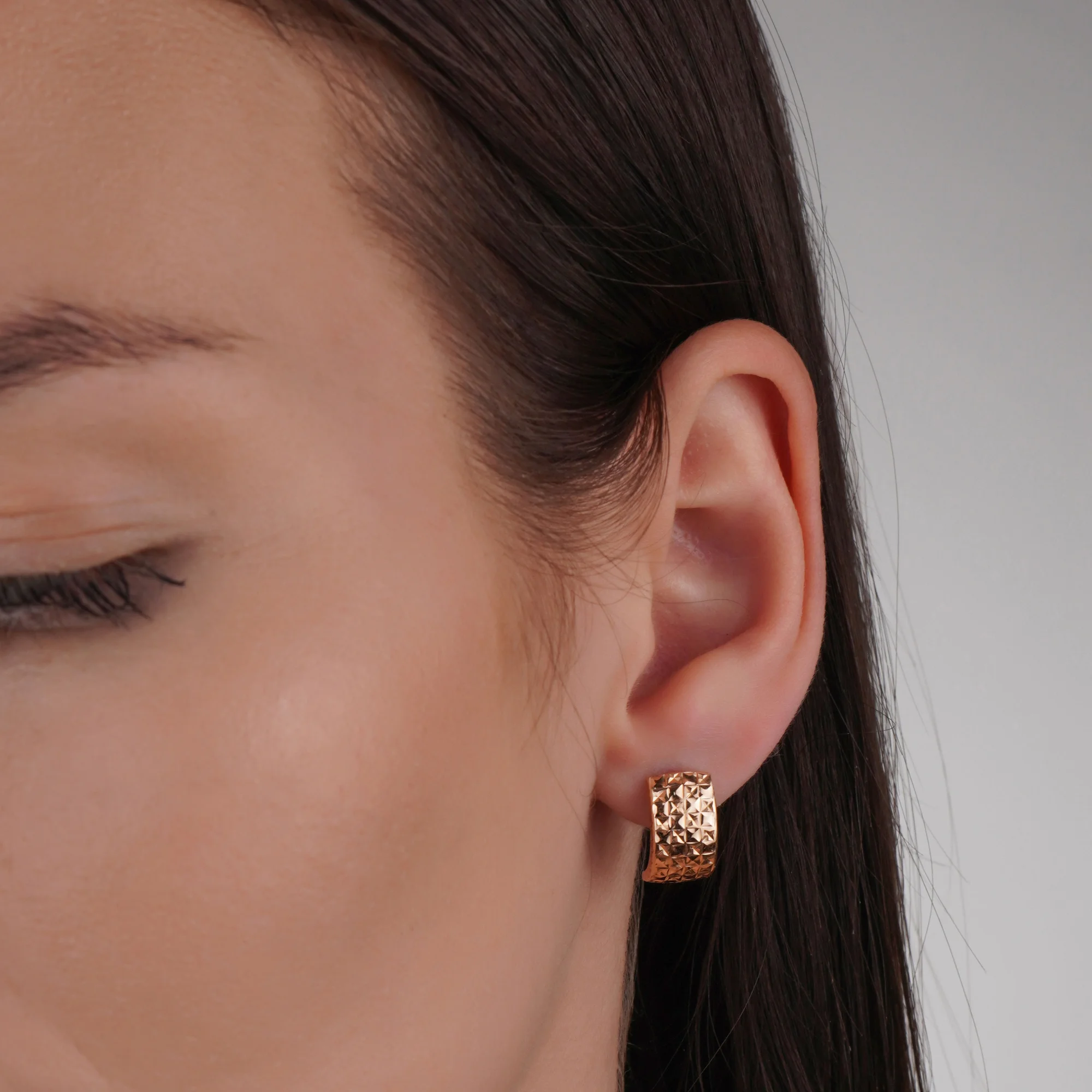 Сережки широкие из красного золота - 1846112 - 1