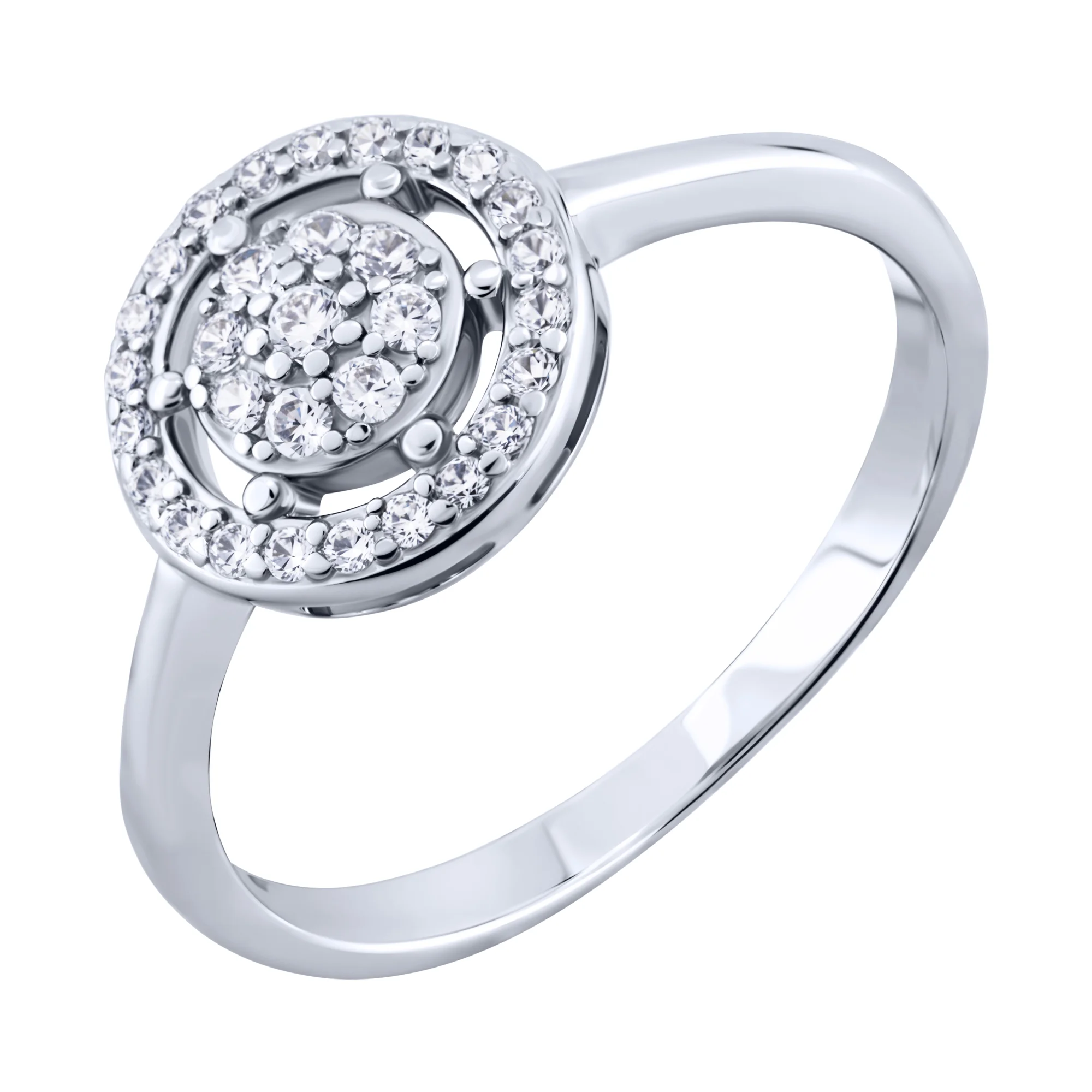 Серебряное кольцо с россыпью фианитов - 2093985 - 1