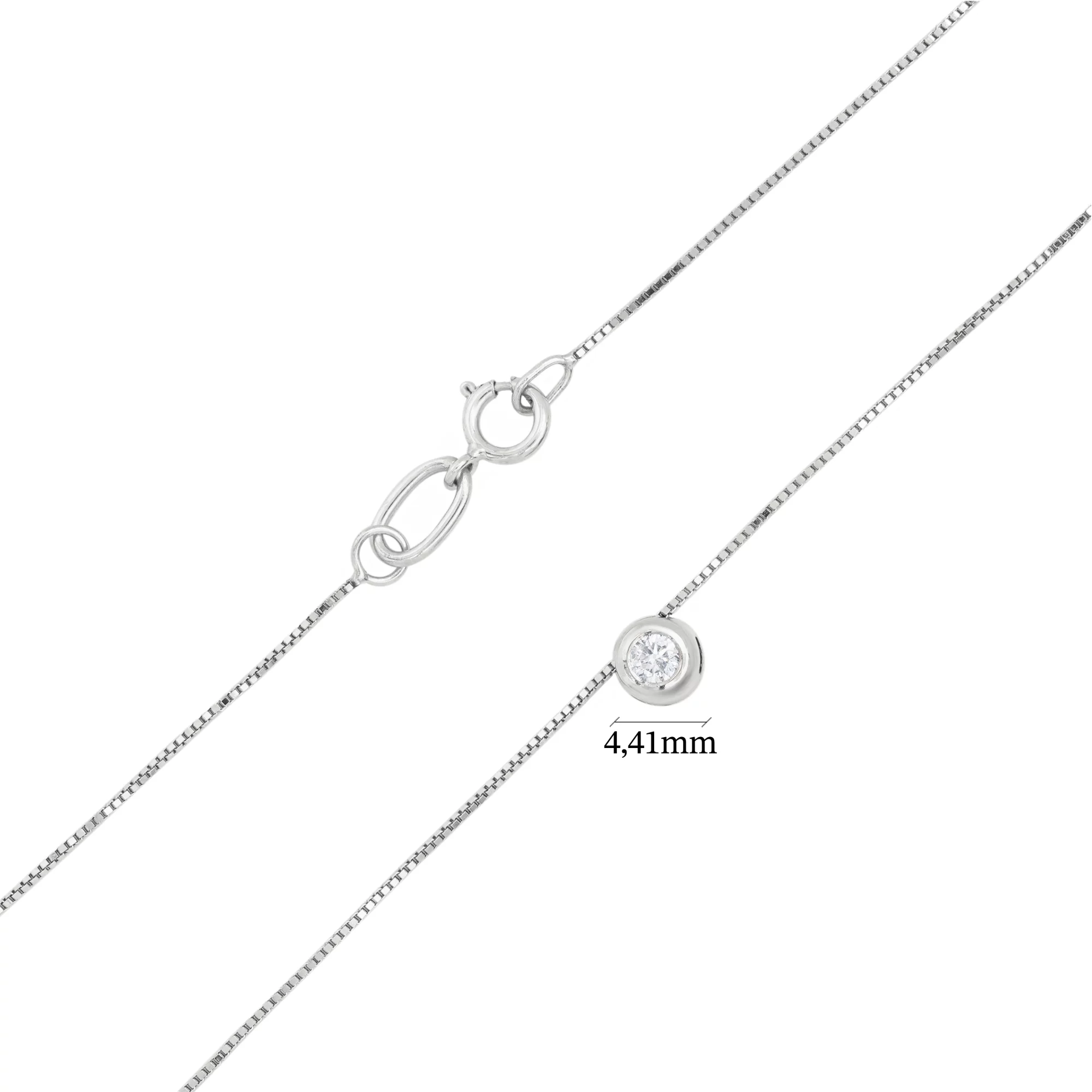 Минималистическа цепочка с подвеской с бриллиантом из белого золота - 1644643 – изображение 5