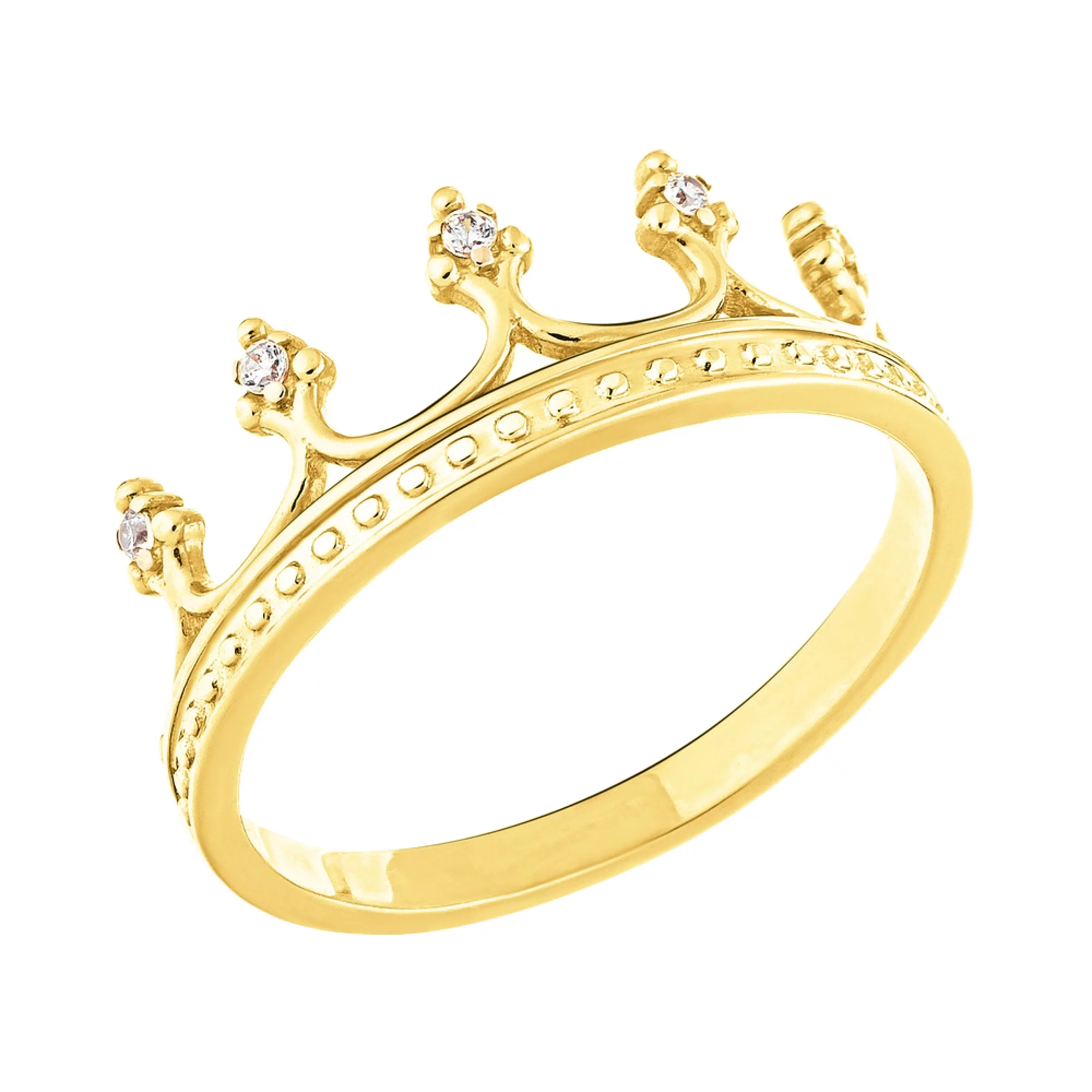 Кольцо из лимонного золота с фианитом "Корона" - 962454 – изображение 1