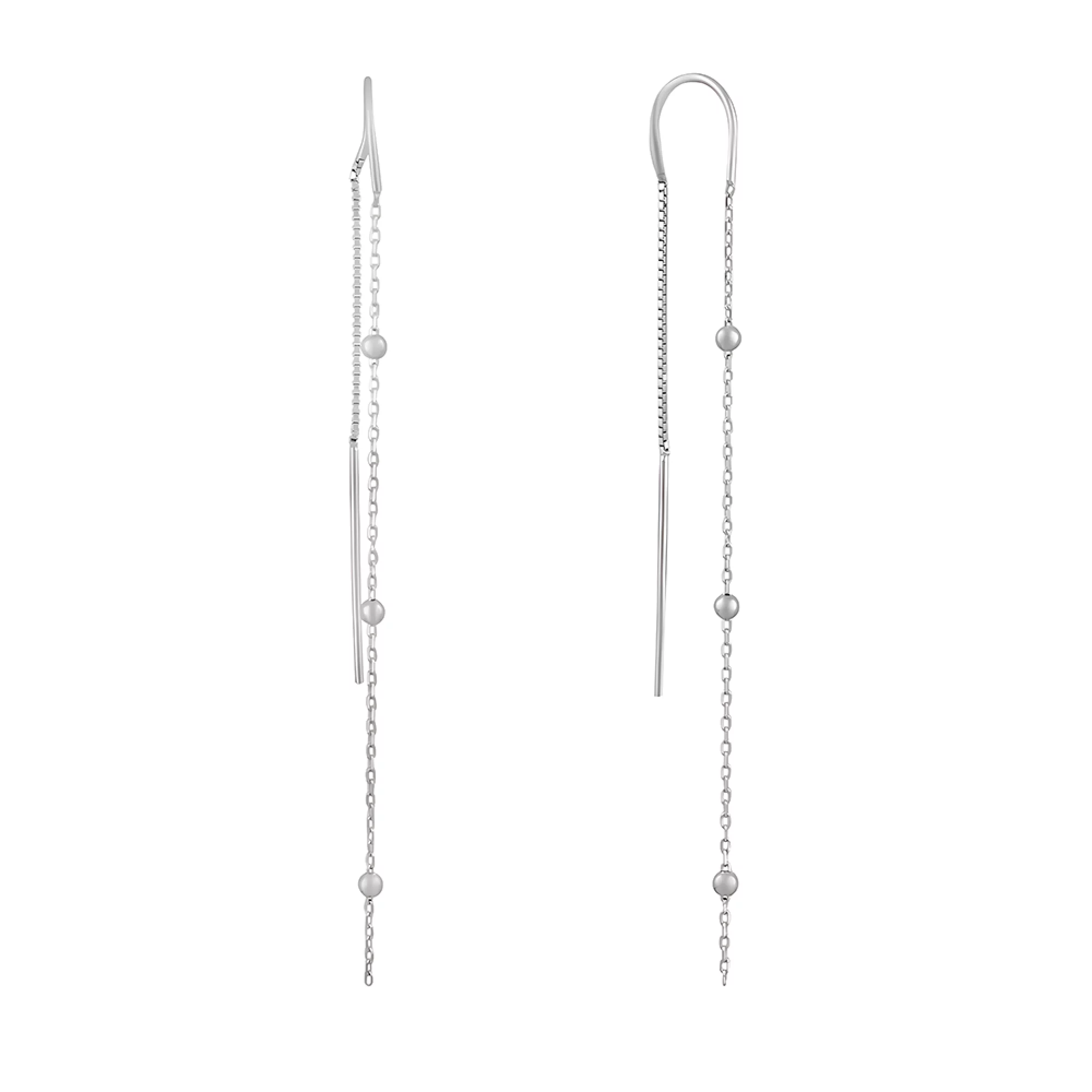Срібні сережки-протяжки з кульками - 1544889 – зображення 1