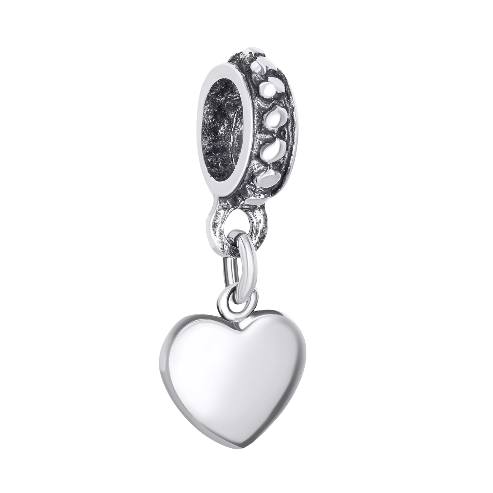 Шарм с подвесом "Сердце" из серебра - 1500950 – изображение 1