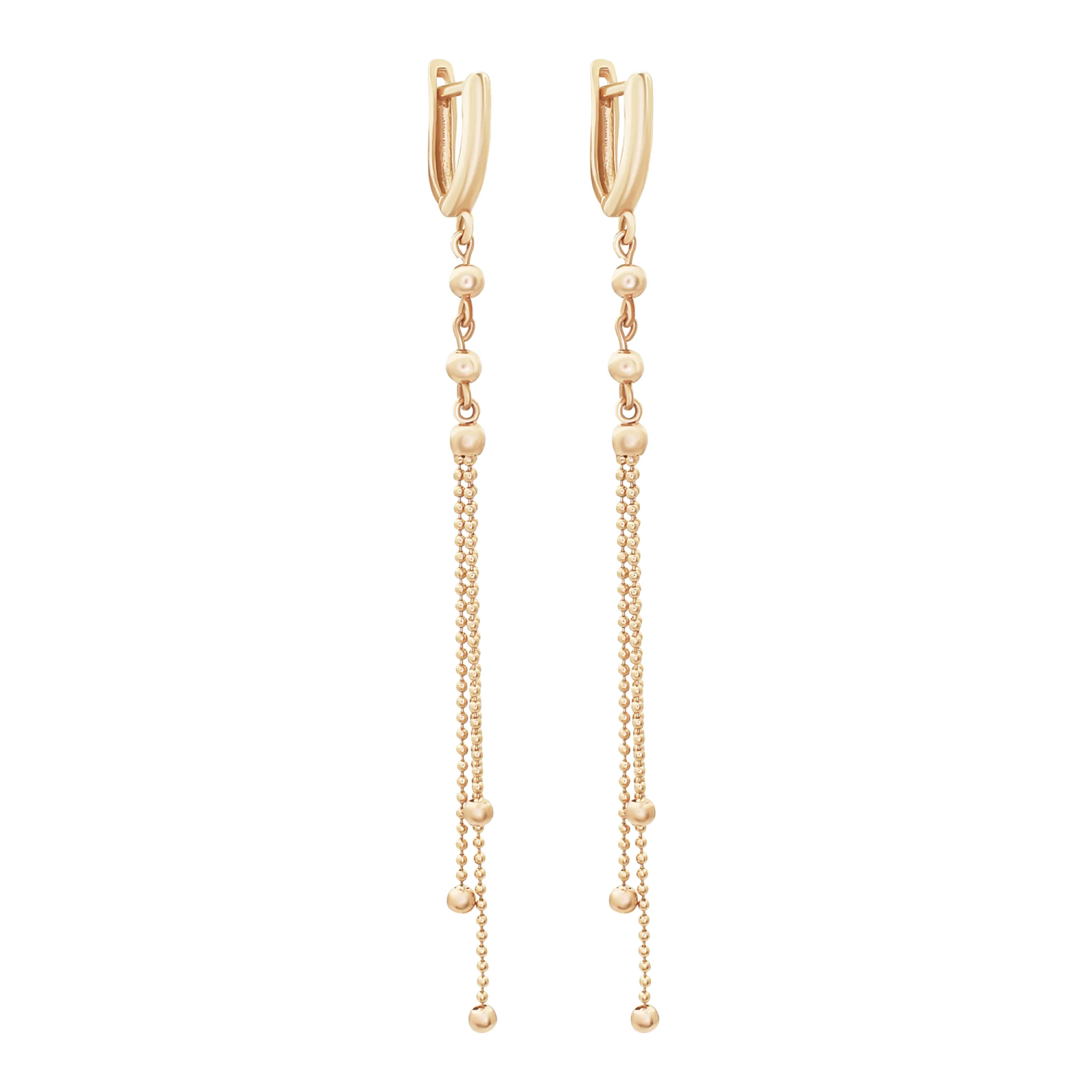 Сережки с подвесными шариками из красного золота - 1545580 - 3