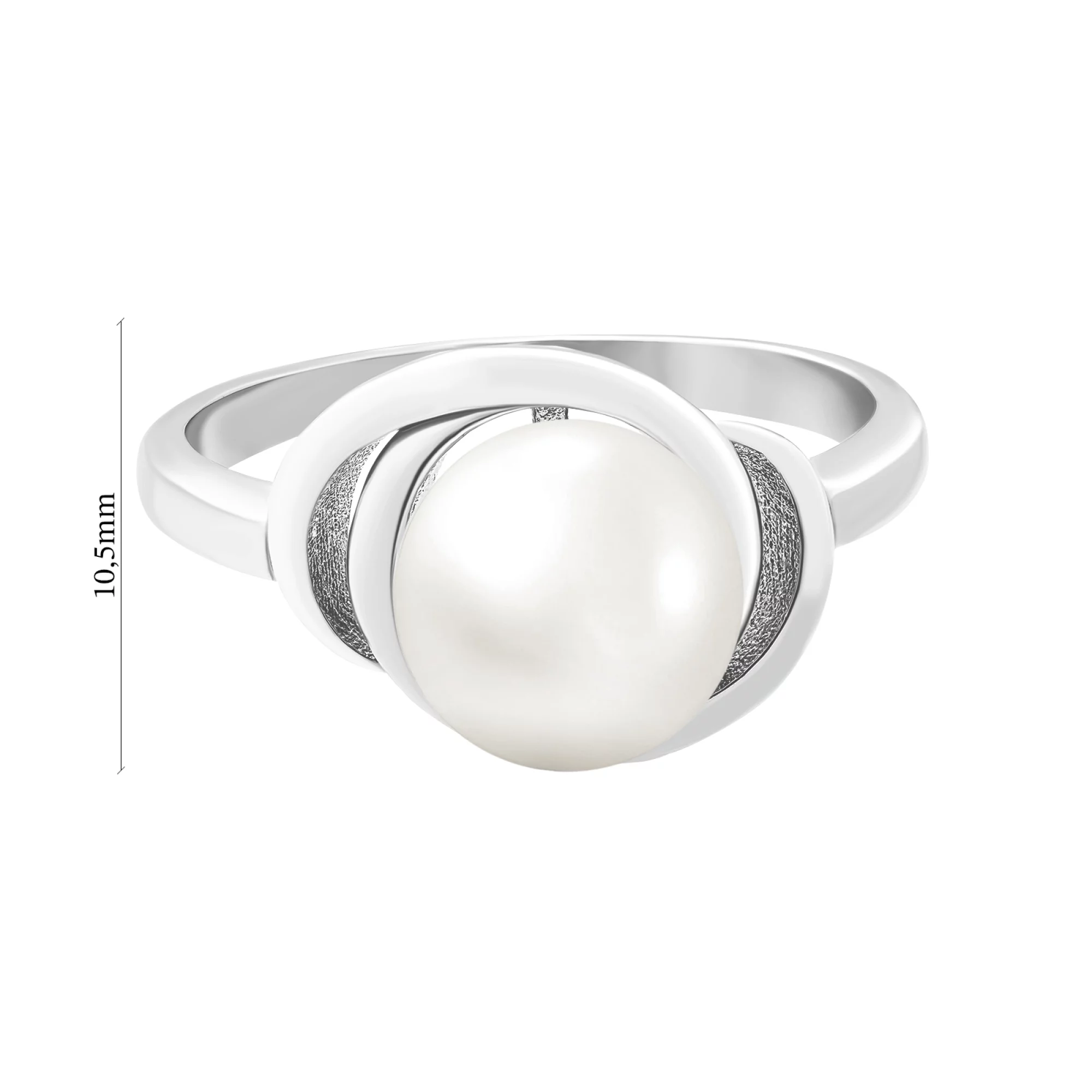 Серебряное кольцо с родированием и жемчугом - 1524773 – изображение 3