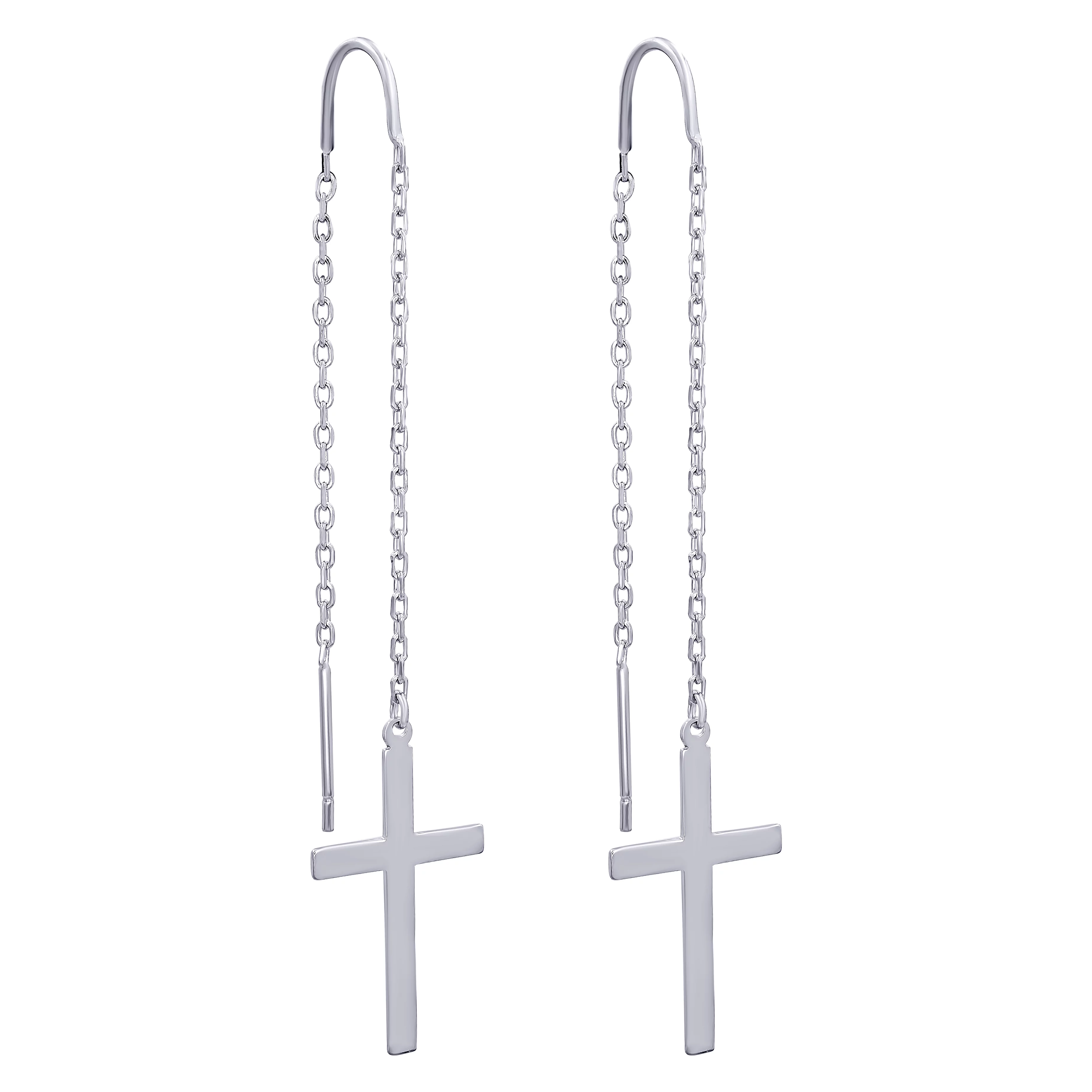 Сережки-протяжки серебряные с крестиками. Артикул 7502/2052647: цена, отзывы, фото – купить в интернет-магазине AURUM